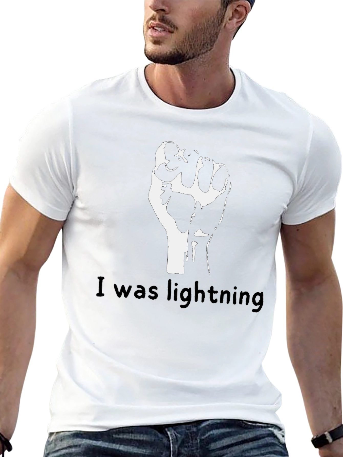 Black Fist I was Lightning Graphic T-Shirt