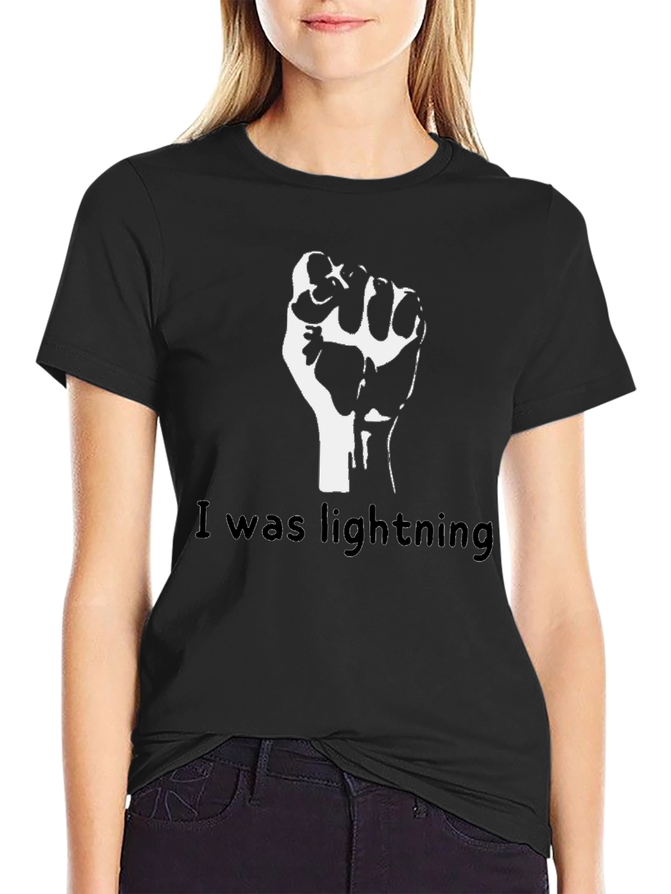 Black Fist I was Lightning Graphic T-Shirt
