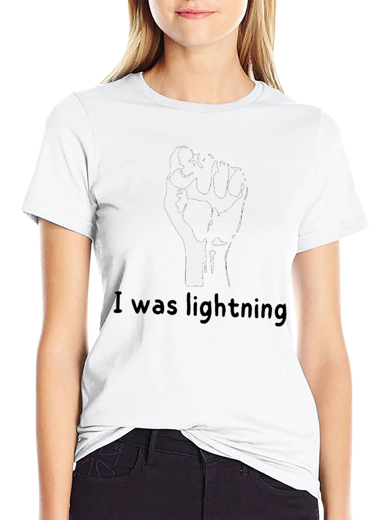 Black Fist I was Lightning Graphic T-Shirt