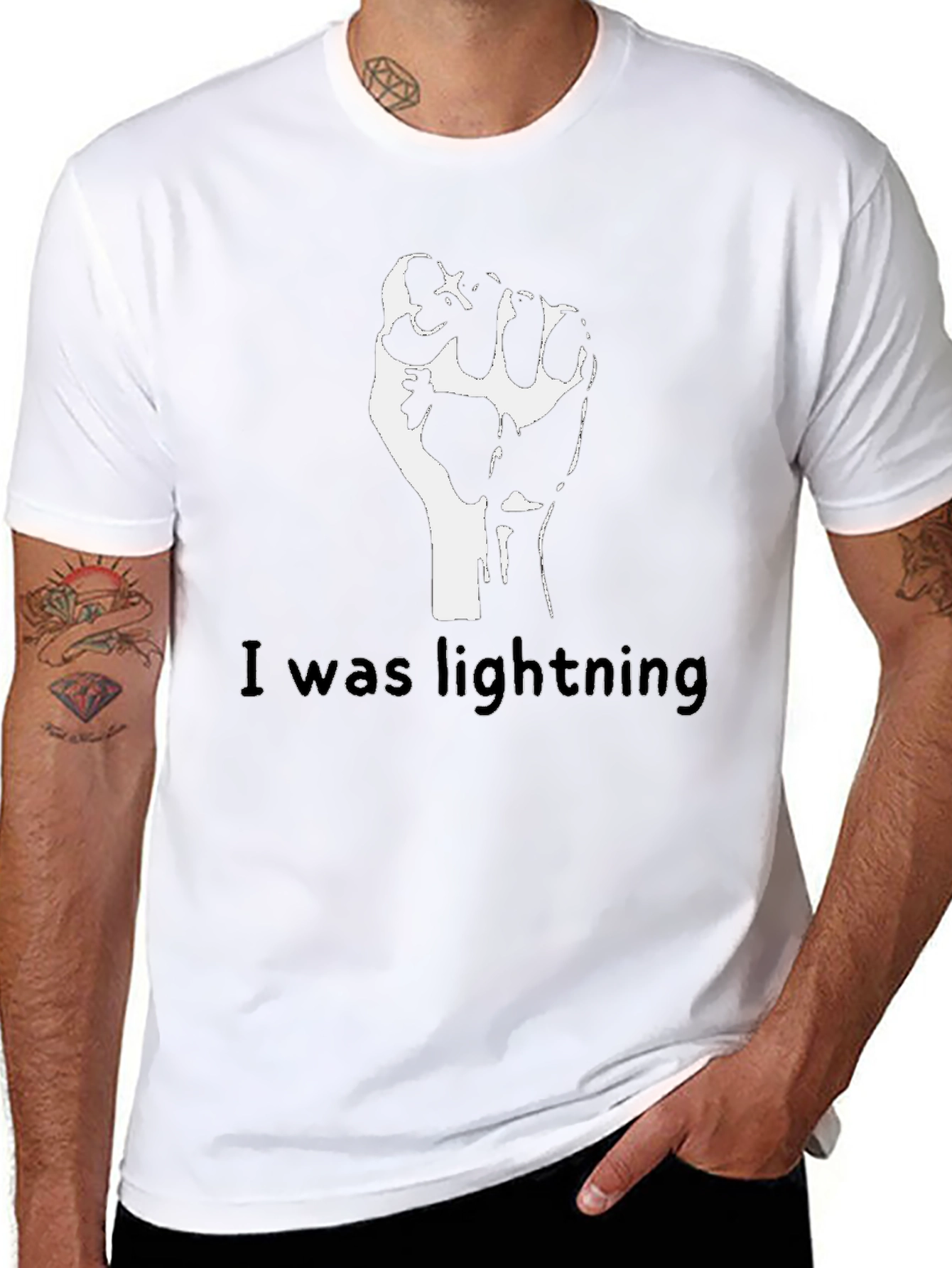 Black Fist I was Lightning Graphic T-Shirt