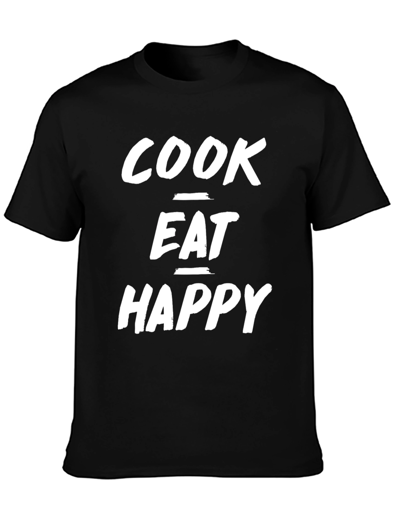 Cook Eat Happy T-Shirt - Black Graphic Tee