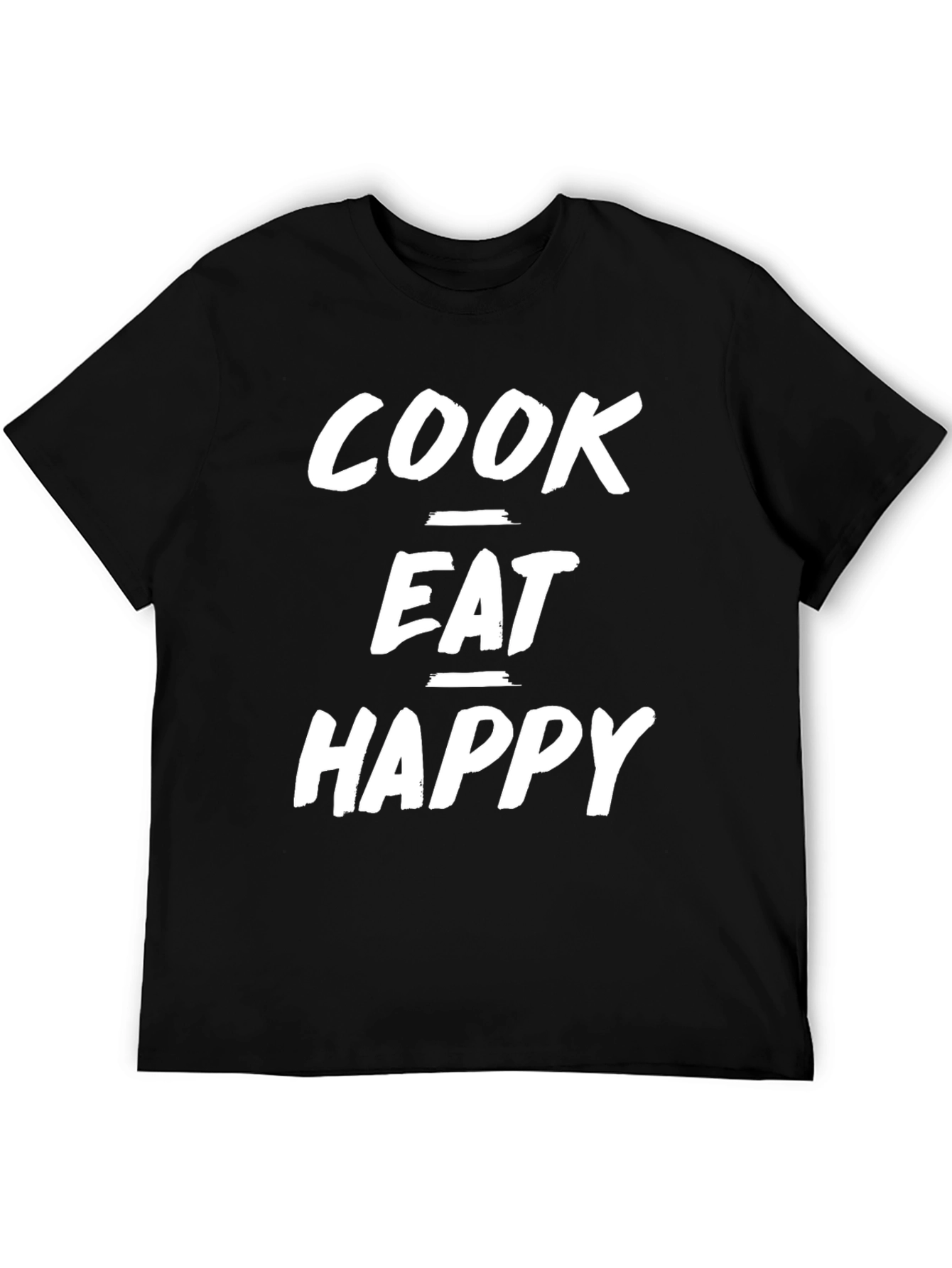 Cook Eat Happy T-Shirt - Black Graphic Tee