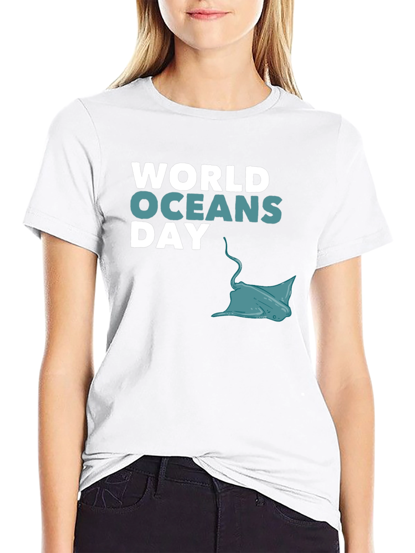 World Oceans Day Black Graphic T-Shirt