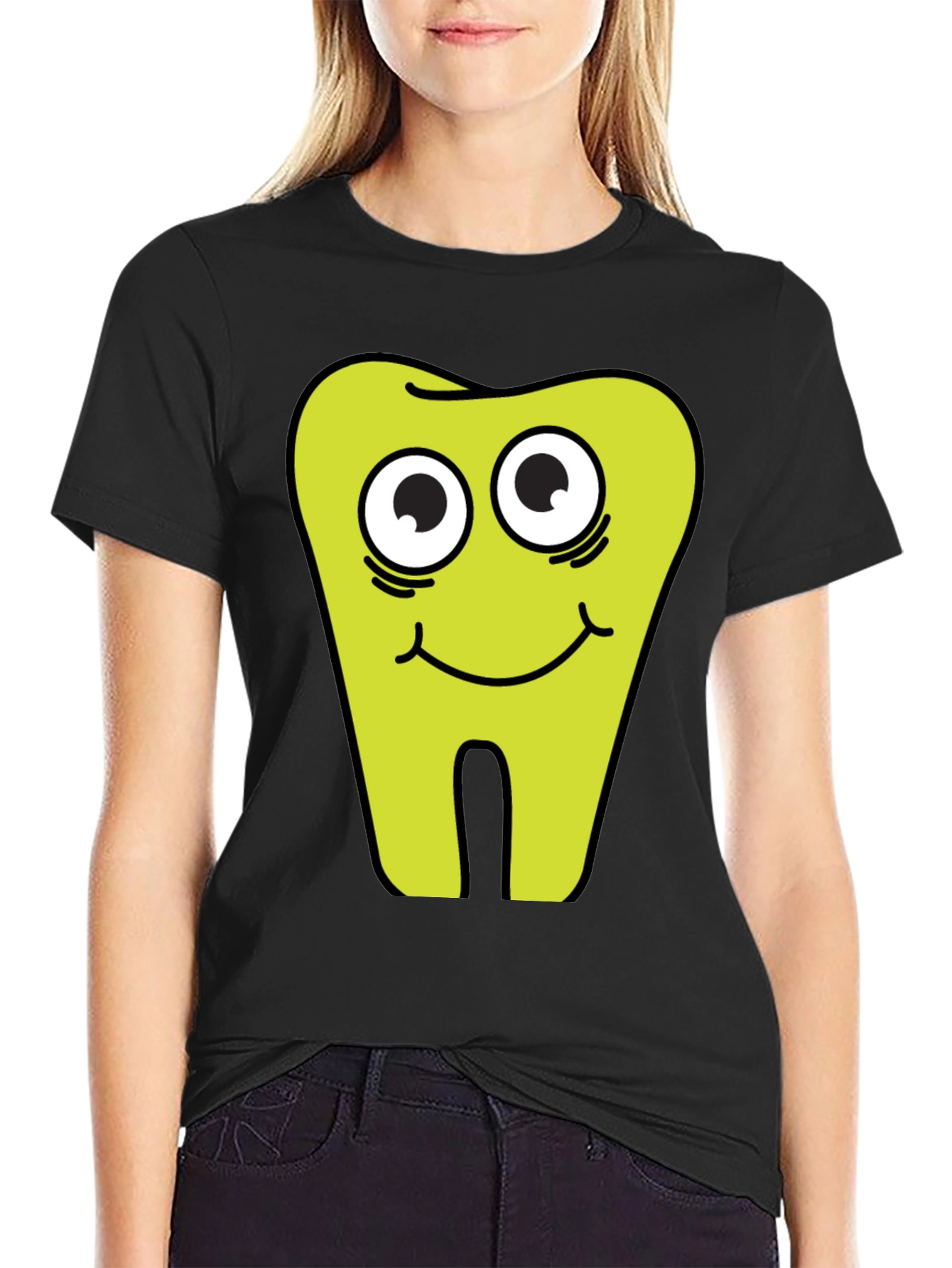 Funny Tooth Graphic Black T-Shirt