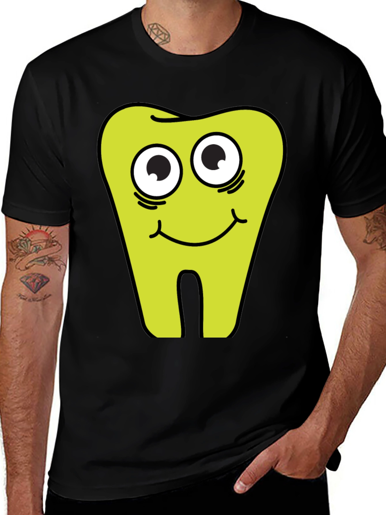 Funny Tooth Graphic Black T-Shirt