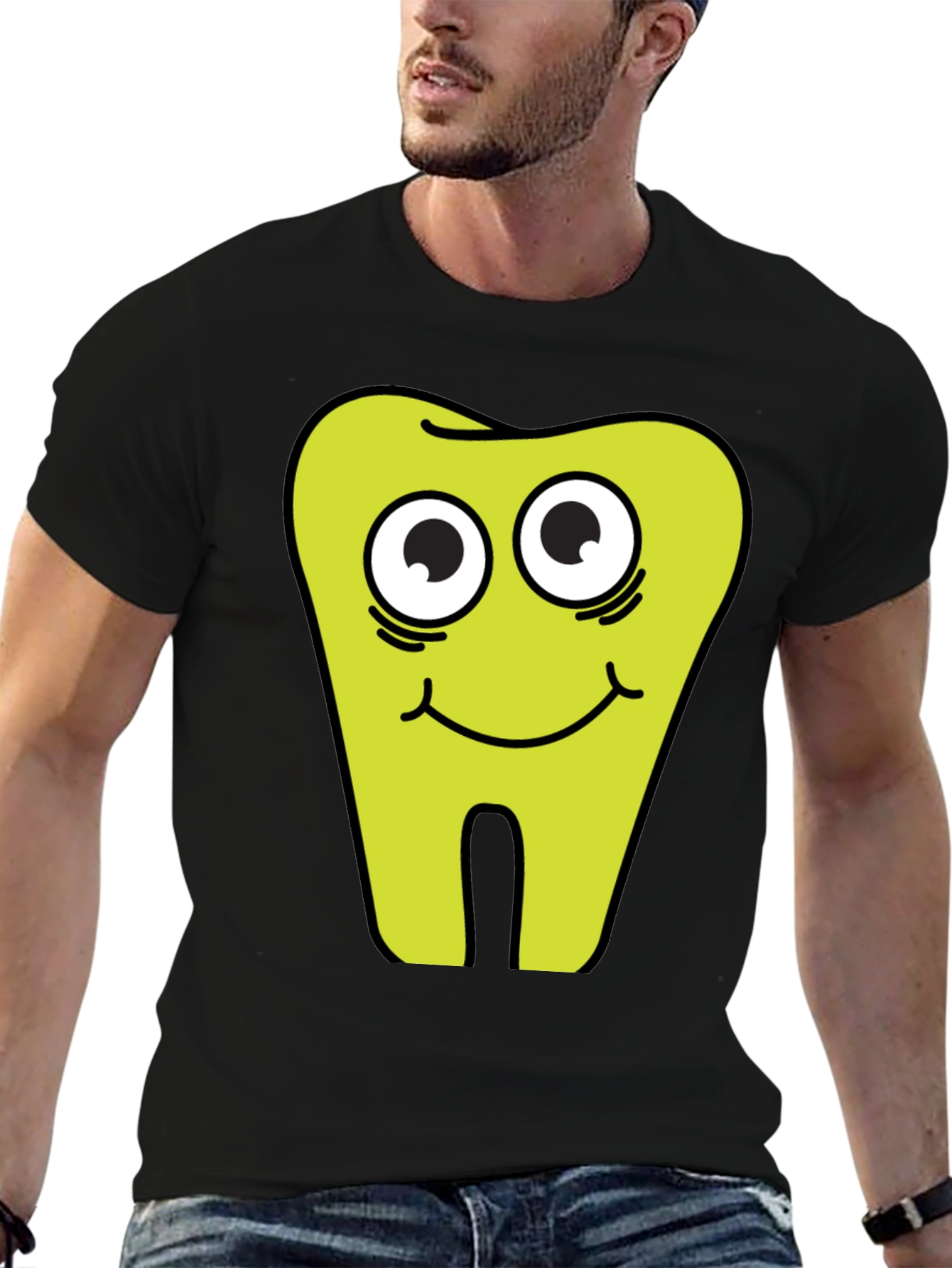 Funny Tooth Graphic Black T-Shirt