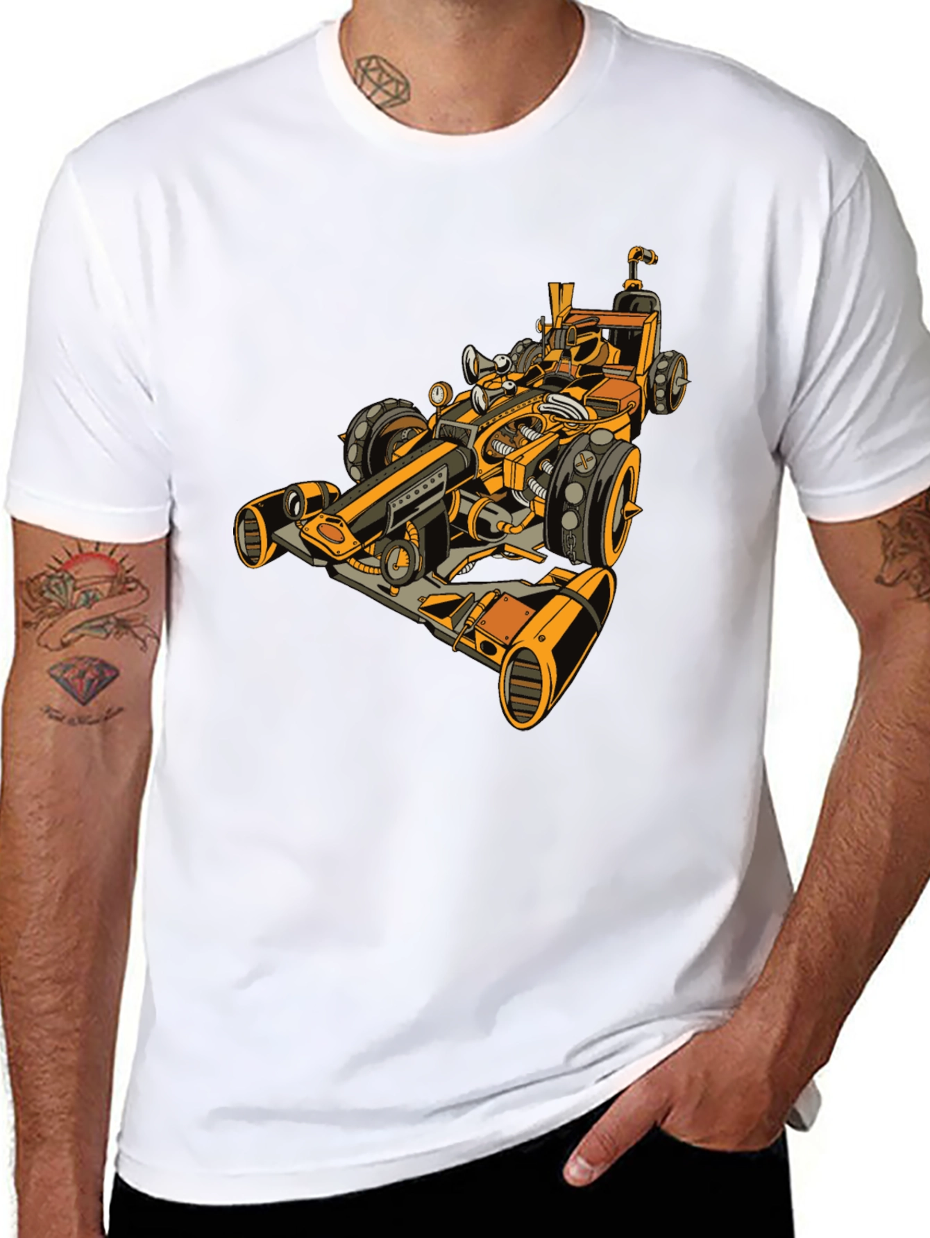 Steampunk Racecar Graphic Tee - Cool Unique Design