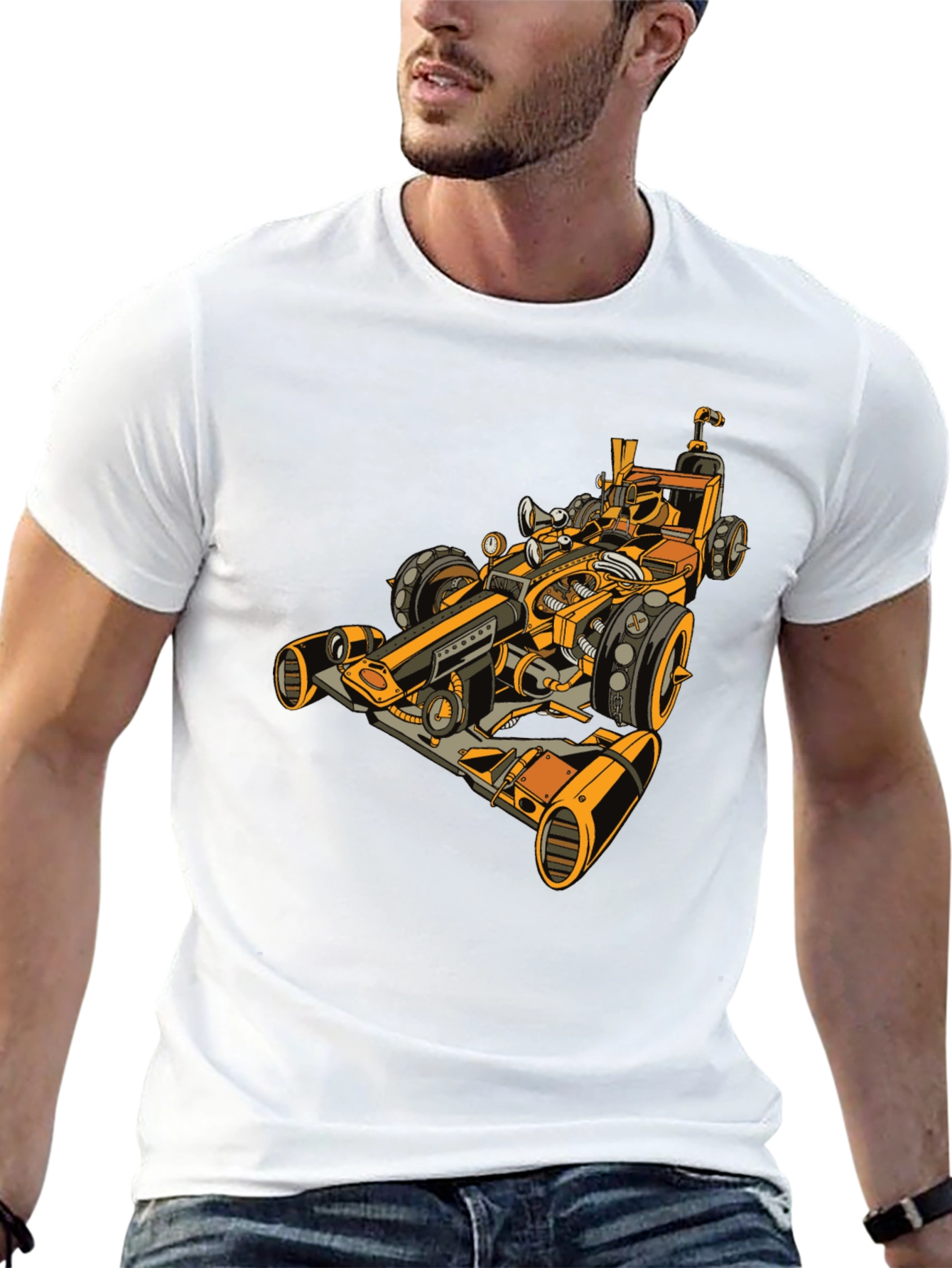 Steampunk Racecar Graphic Tee - Cool Unique Design