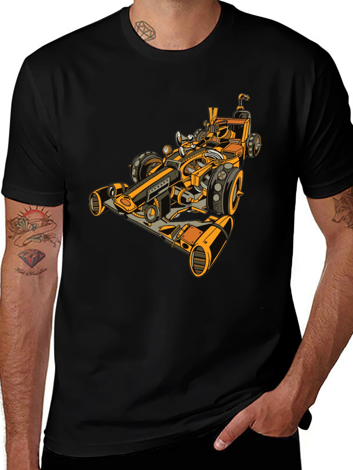 Steampunk Racecar Graphic Tee - Cool Unique Design