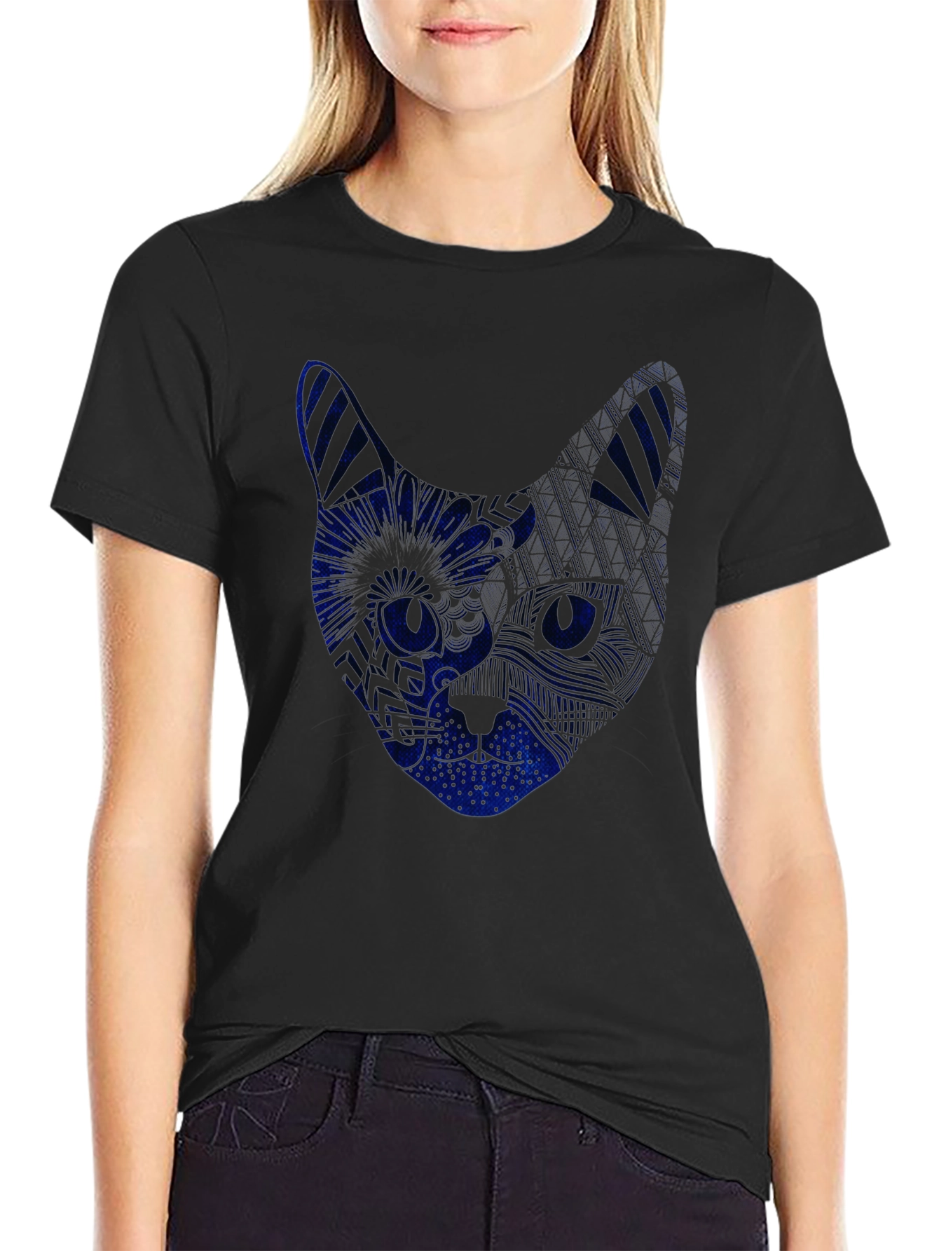 Cool Cat Tee - Blue Graphic Print
