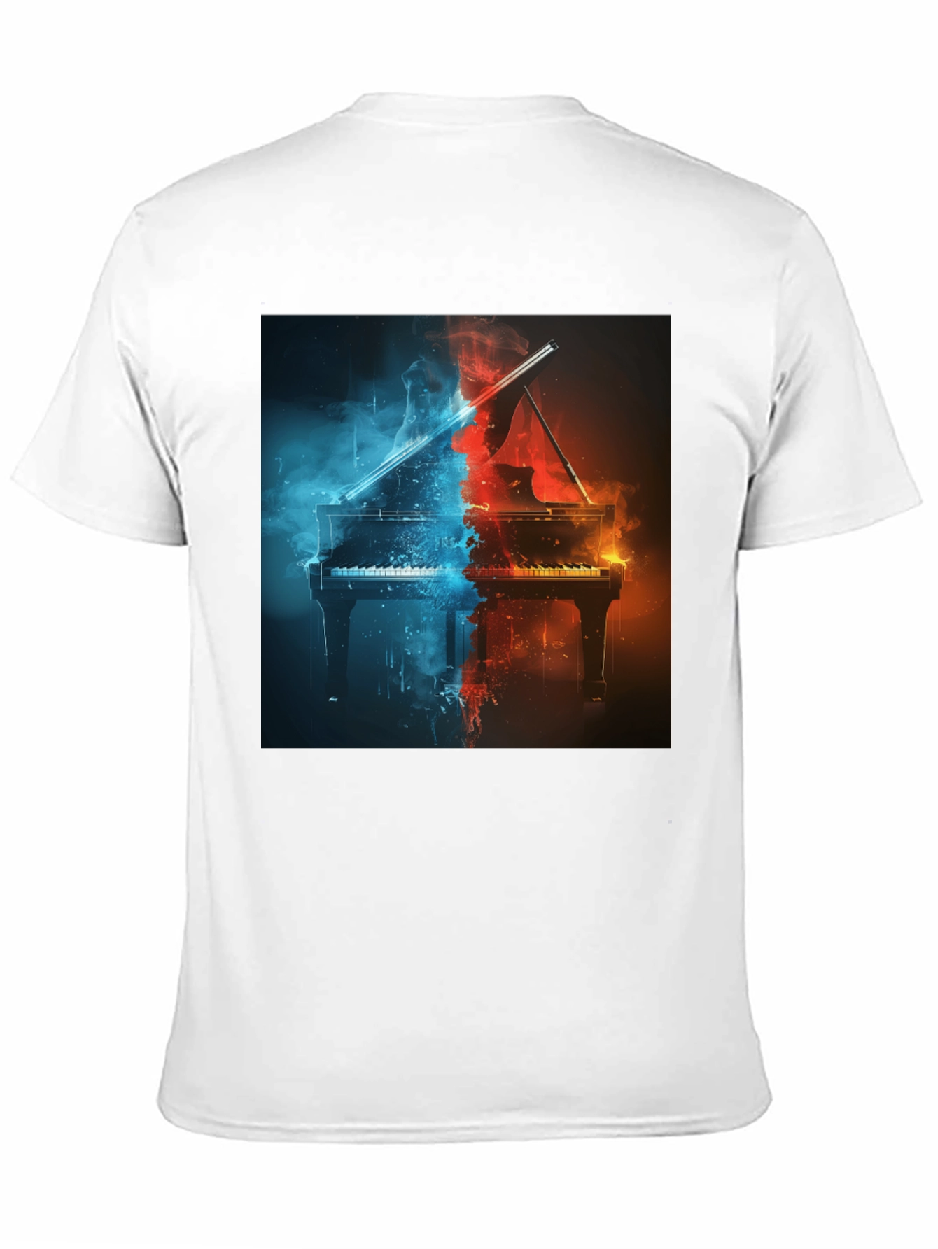 Fiery Piano Graphic Tee - Music Lovers Black T-Shirt