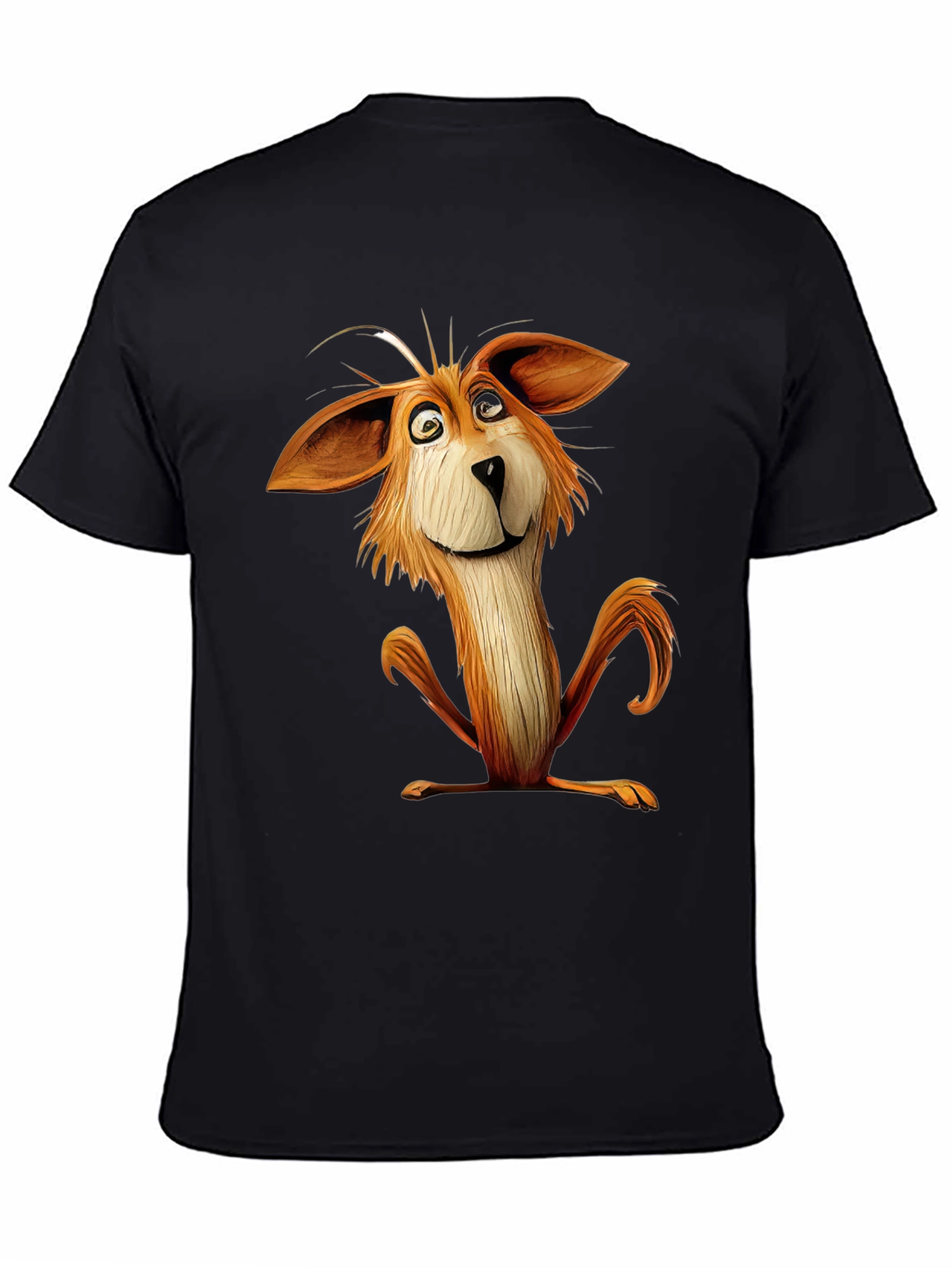 Cartoon Fox Graphic Black T-Shirt