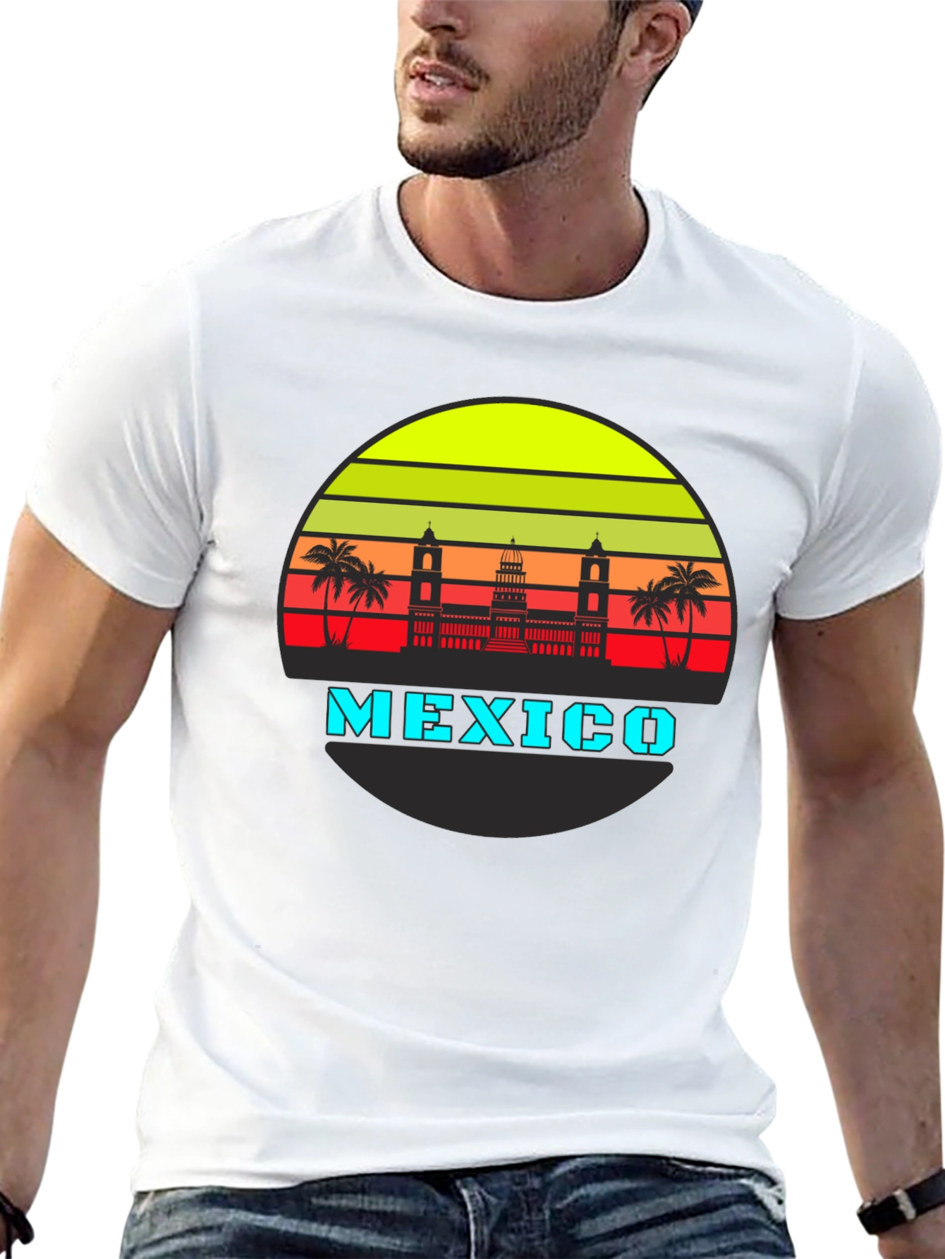 Retro Mexico Skyline Graphic T-Shirt