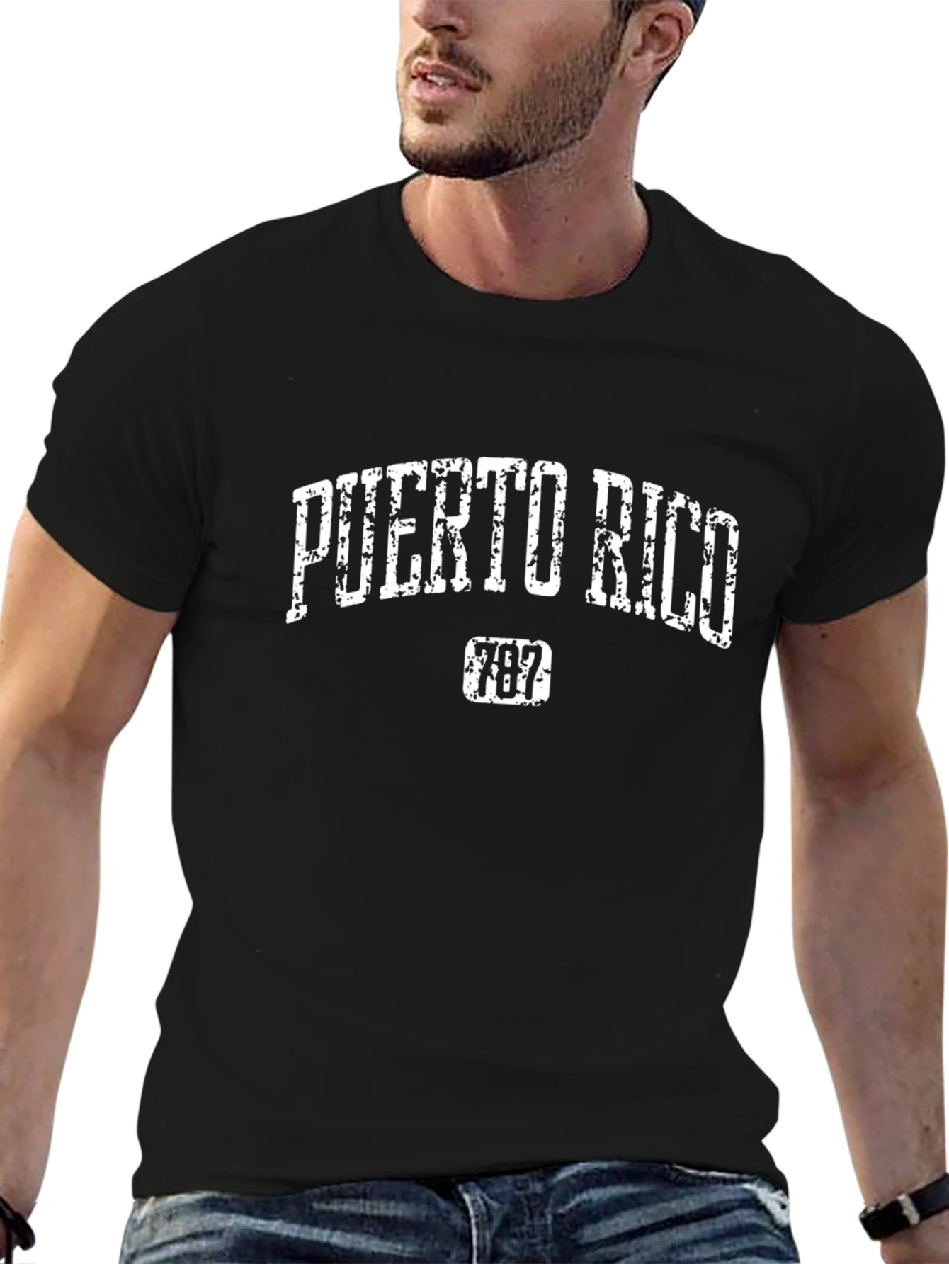 Puerto Rico 787 Black T-Shirt