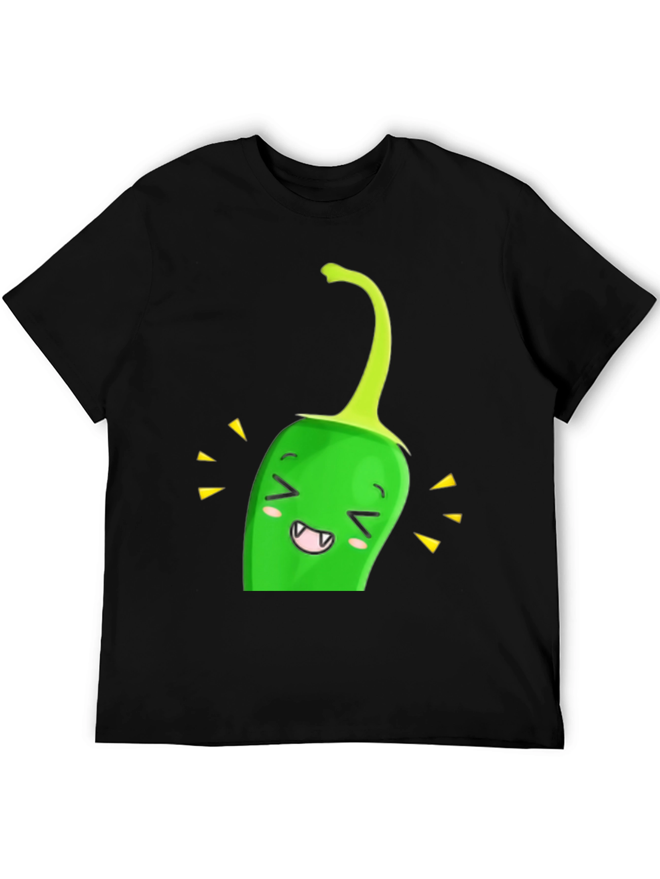 Kawaii Green Pepper Black T-Shirt