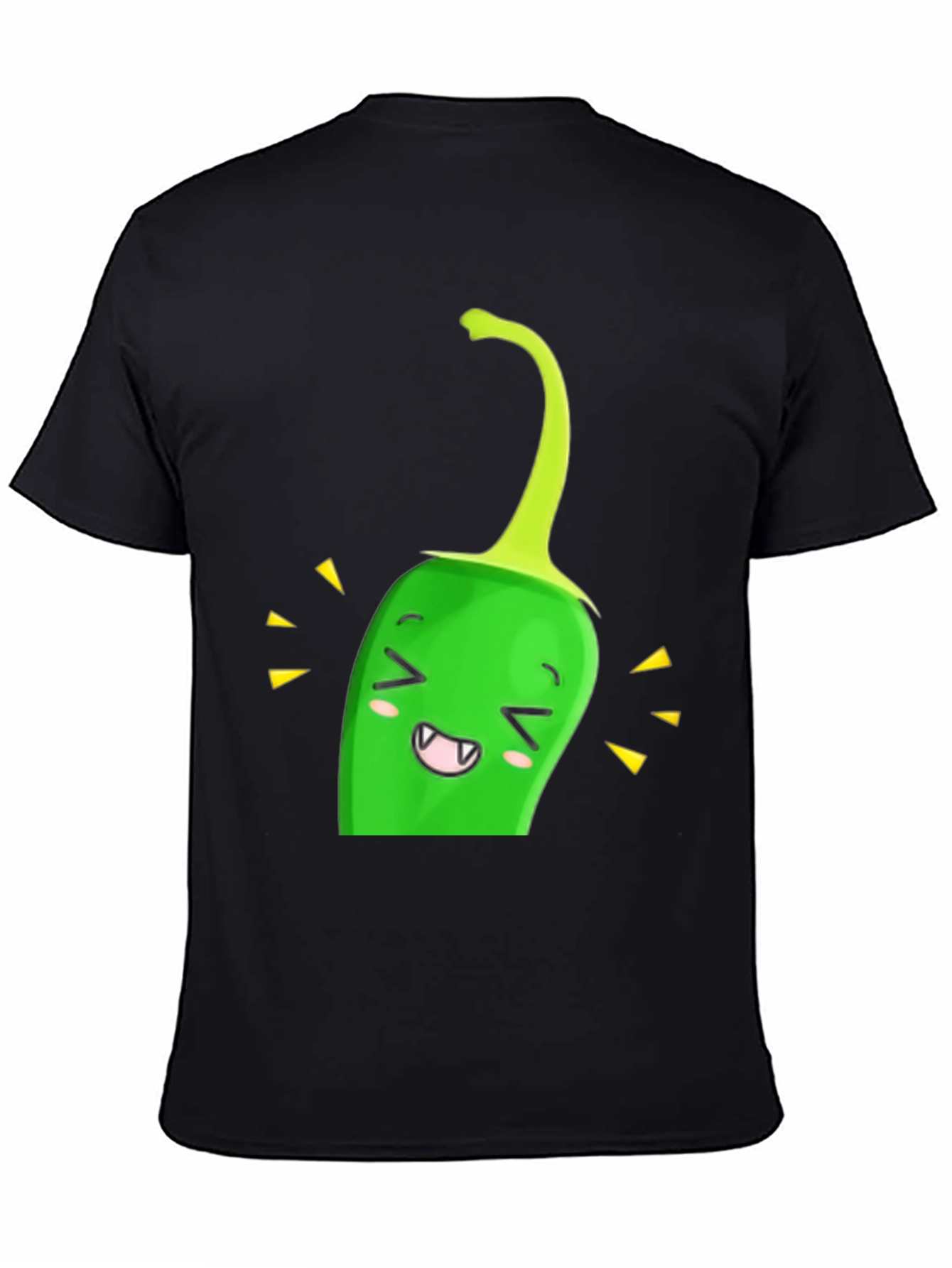 Kawaii Green Pepper Black T-Shirt