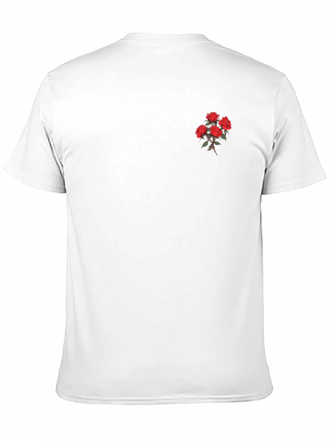 Black T-Shirt with Printed Rose Detail
