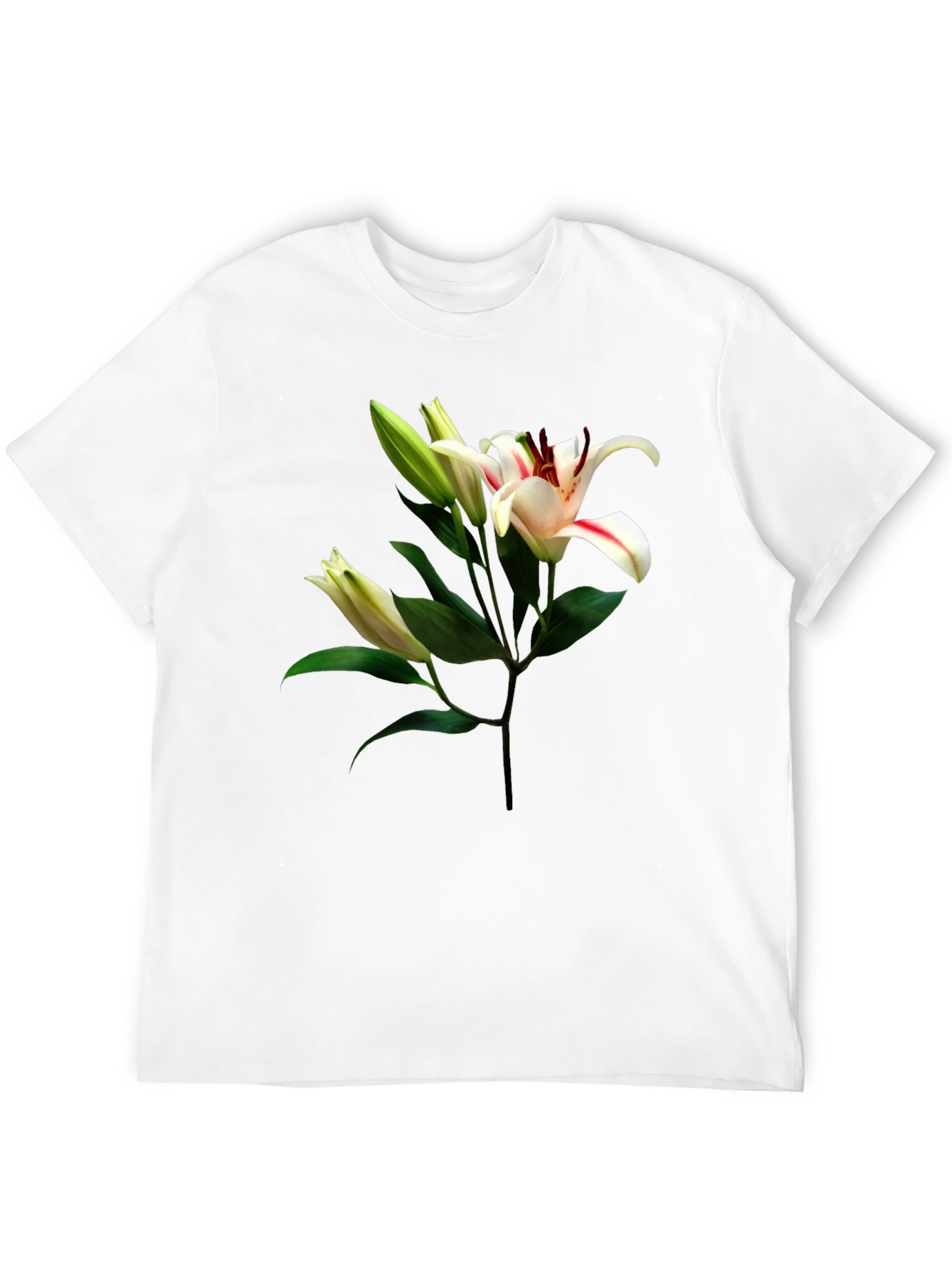 Floral Lily Print Black T-Shirt