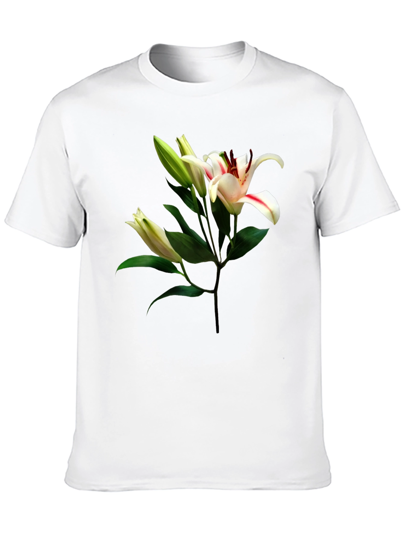 Floral Lily Print Black T-Shirt