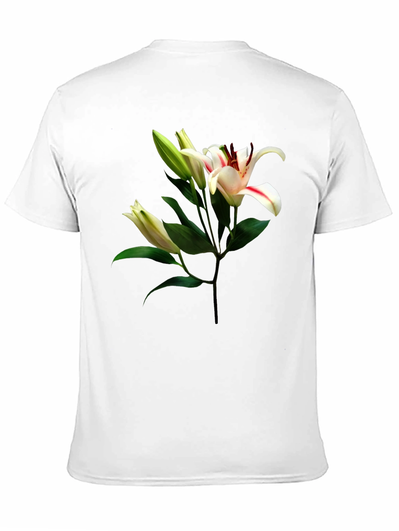 Floral Lily Print Black T-Shirt
