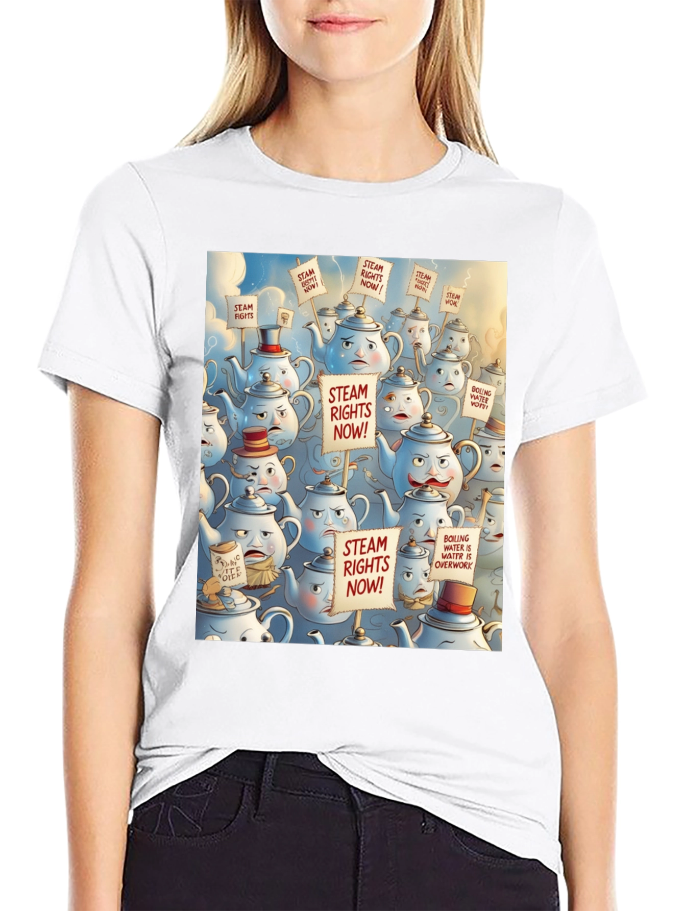 Steam Rights Teapot Protest T-Shirt - Unique Graphic Tee