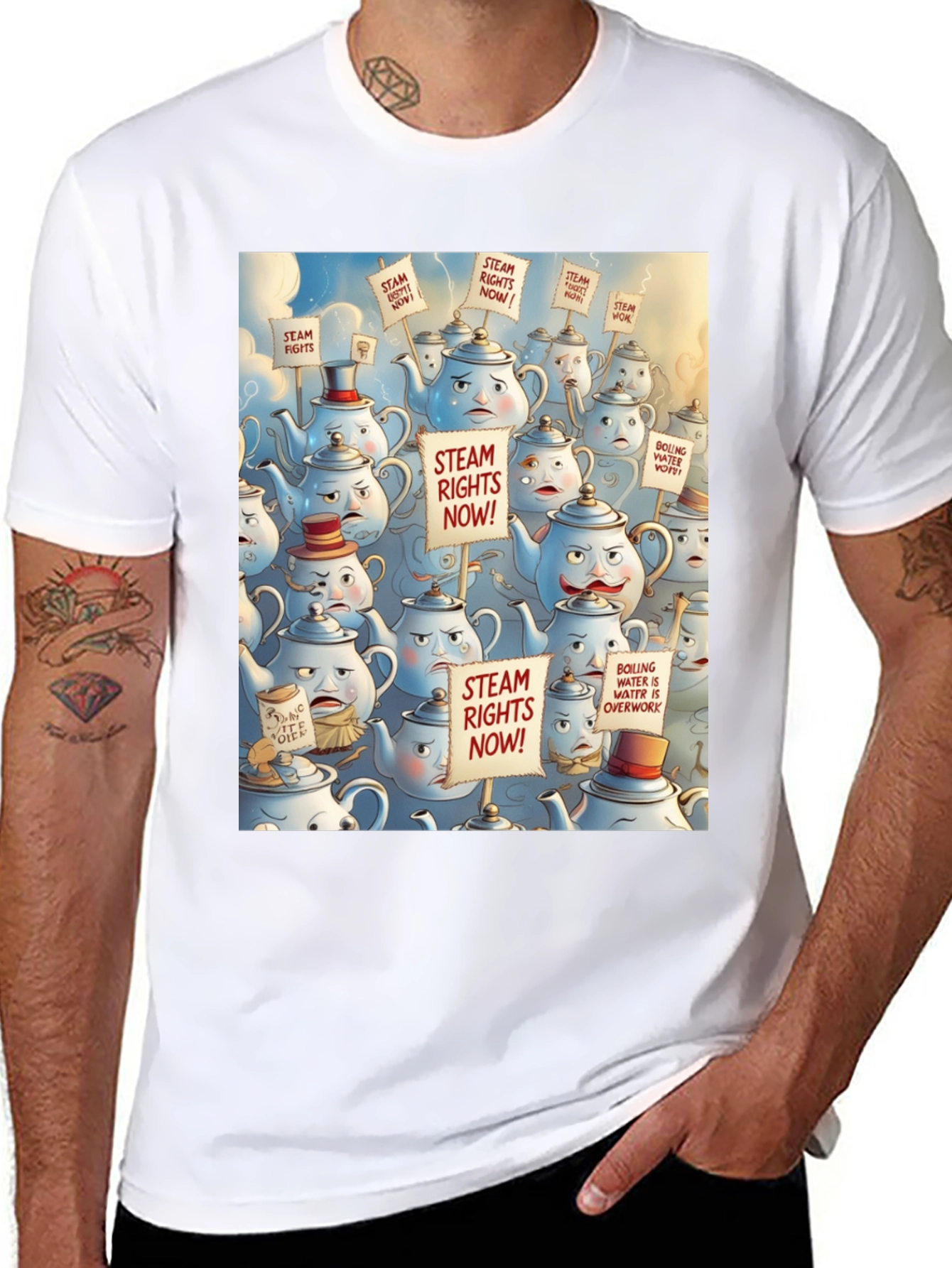 Steam Rights Teapot Protest T-Shirt - Unique Graphic Tee