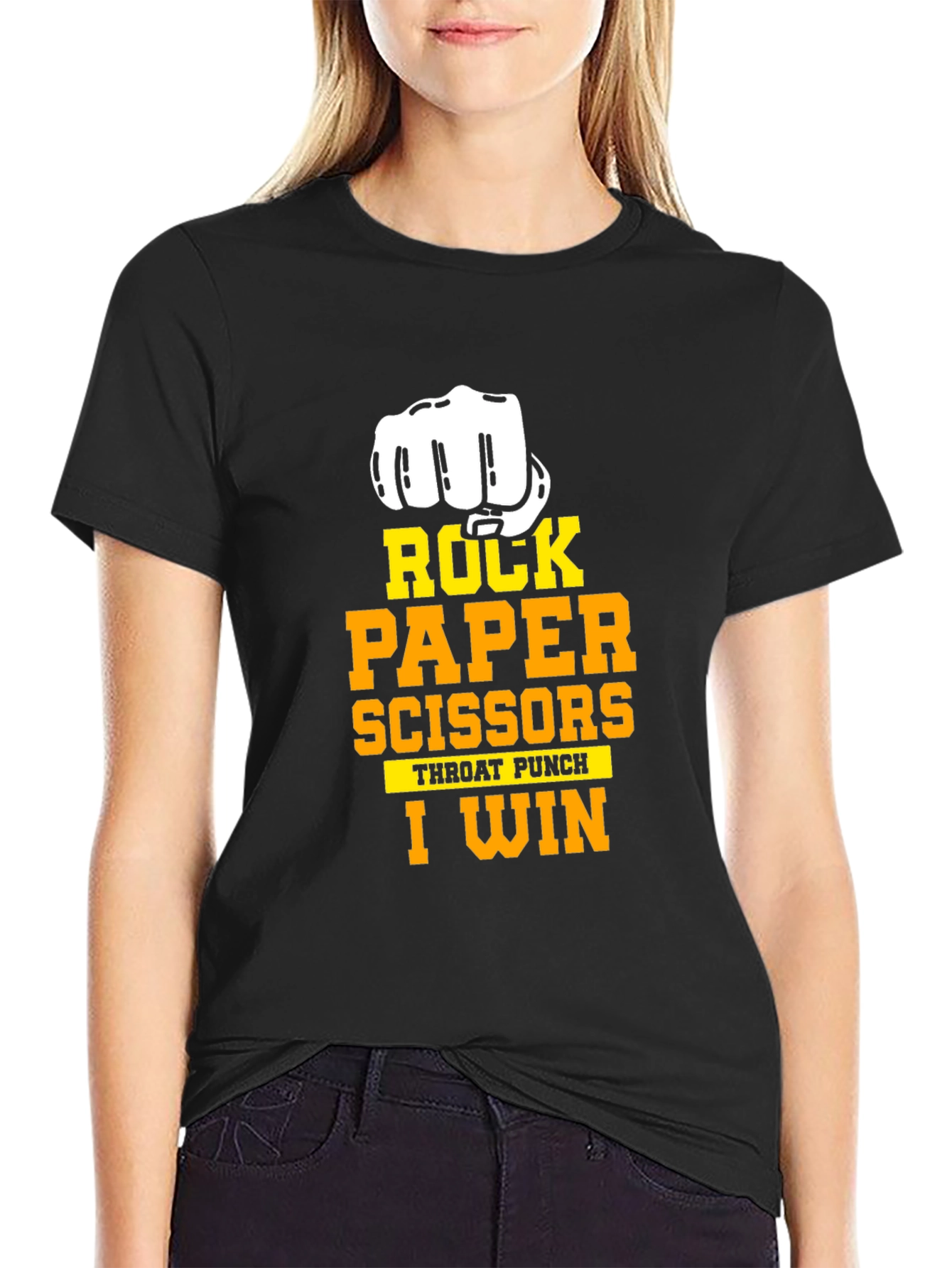 Rock Paper Scissors I Win Black T-Shirt