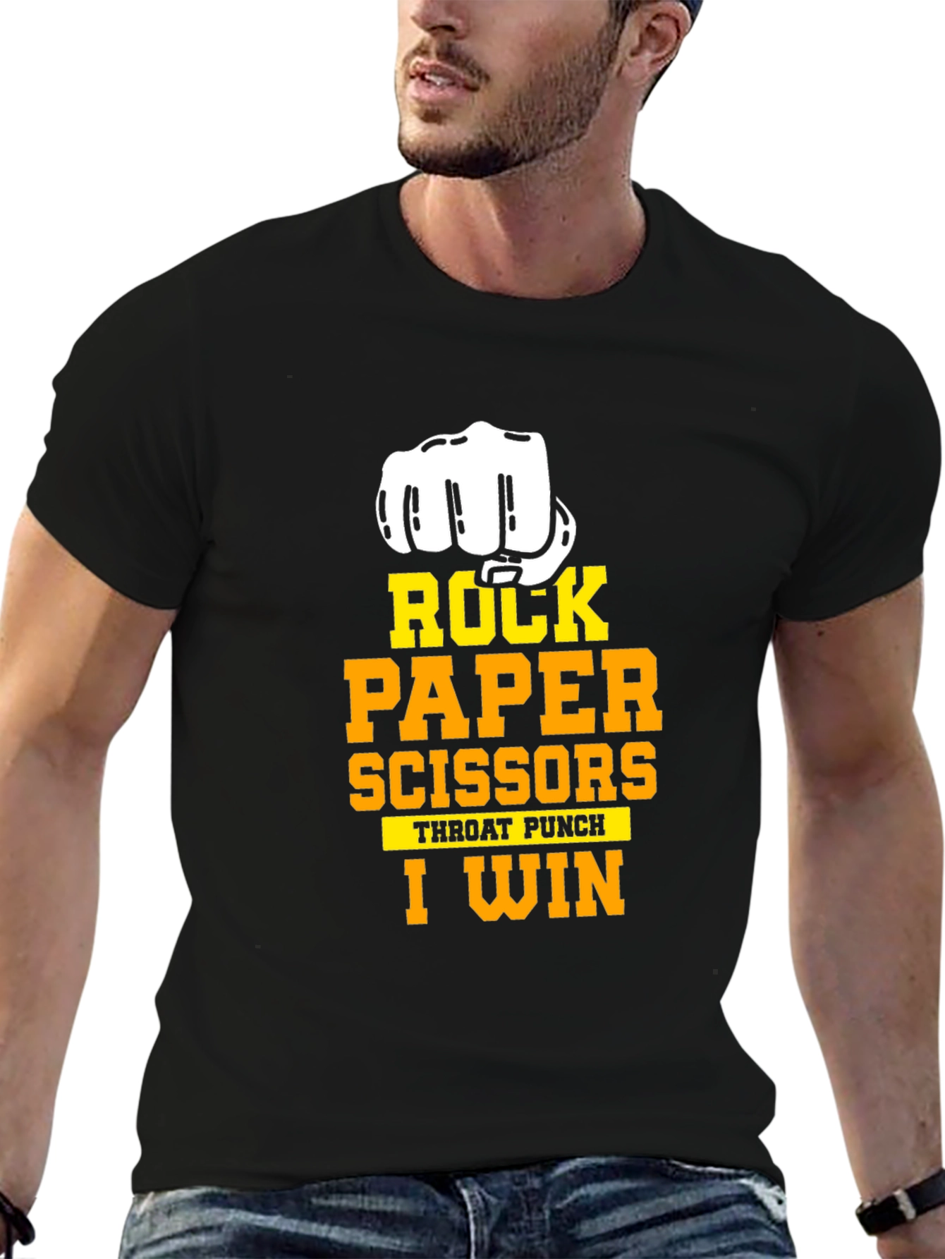 Rock Paper Scissors I Win Black T-Shirt