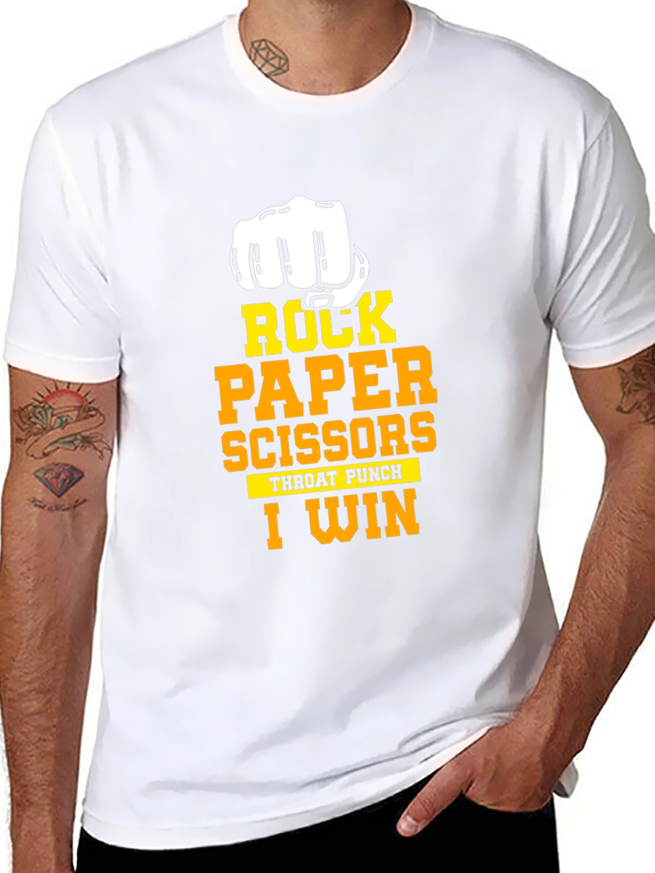 Rock Paper Scissors I Win Black T-Shirt