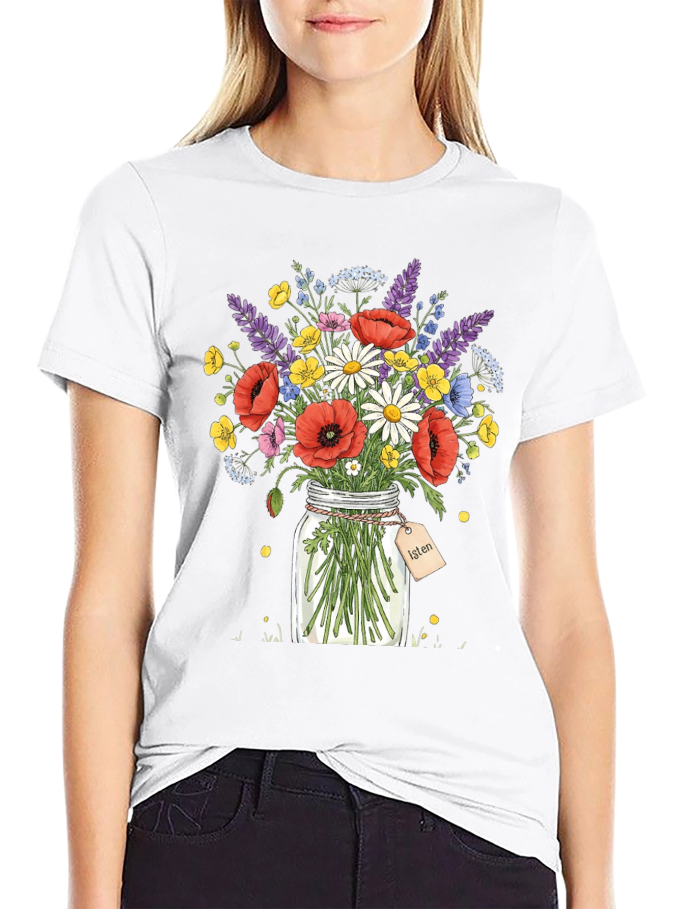 Floral Bouquet Jar Graphic T-Shirt