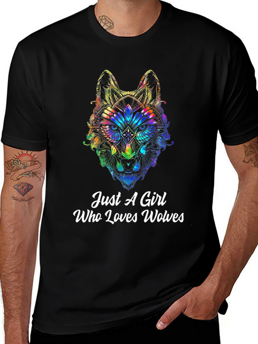 Wolf Lover Tee - Just A Girl Who Loves Wolves Graphic T-Shirt