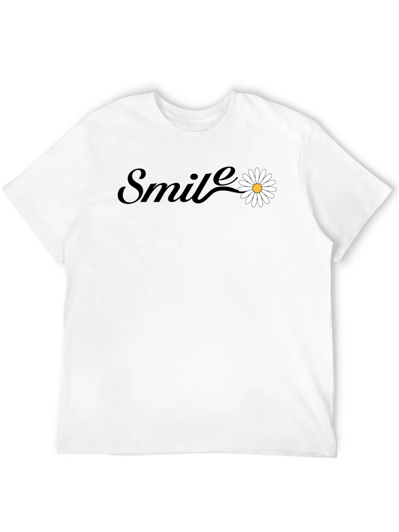 Smile Daisy Graphic Tee - Black Cotton Blend