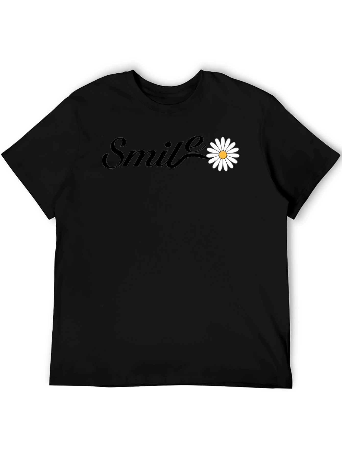 Smile Daisy Graphic Tee - Black Cotton Blend