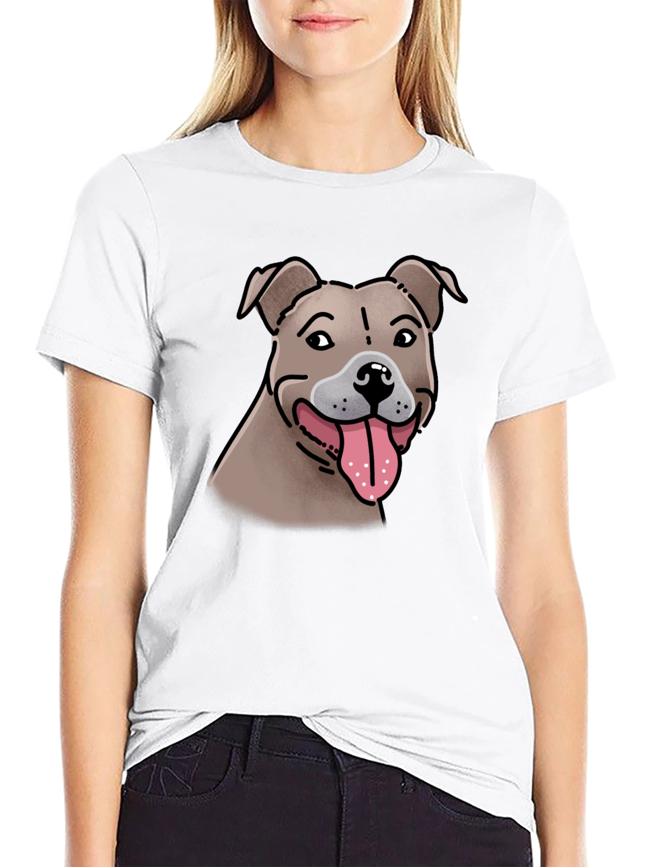 Dog Lovers Tee: Pitbull Cartoon Design