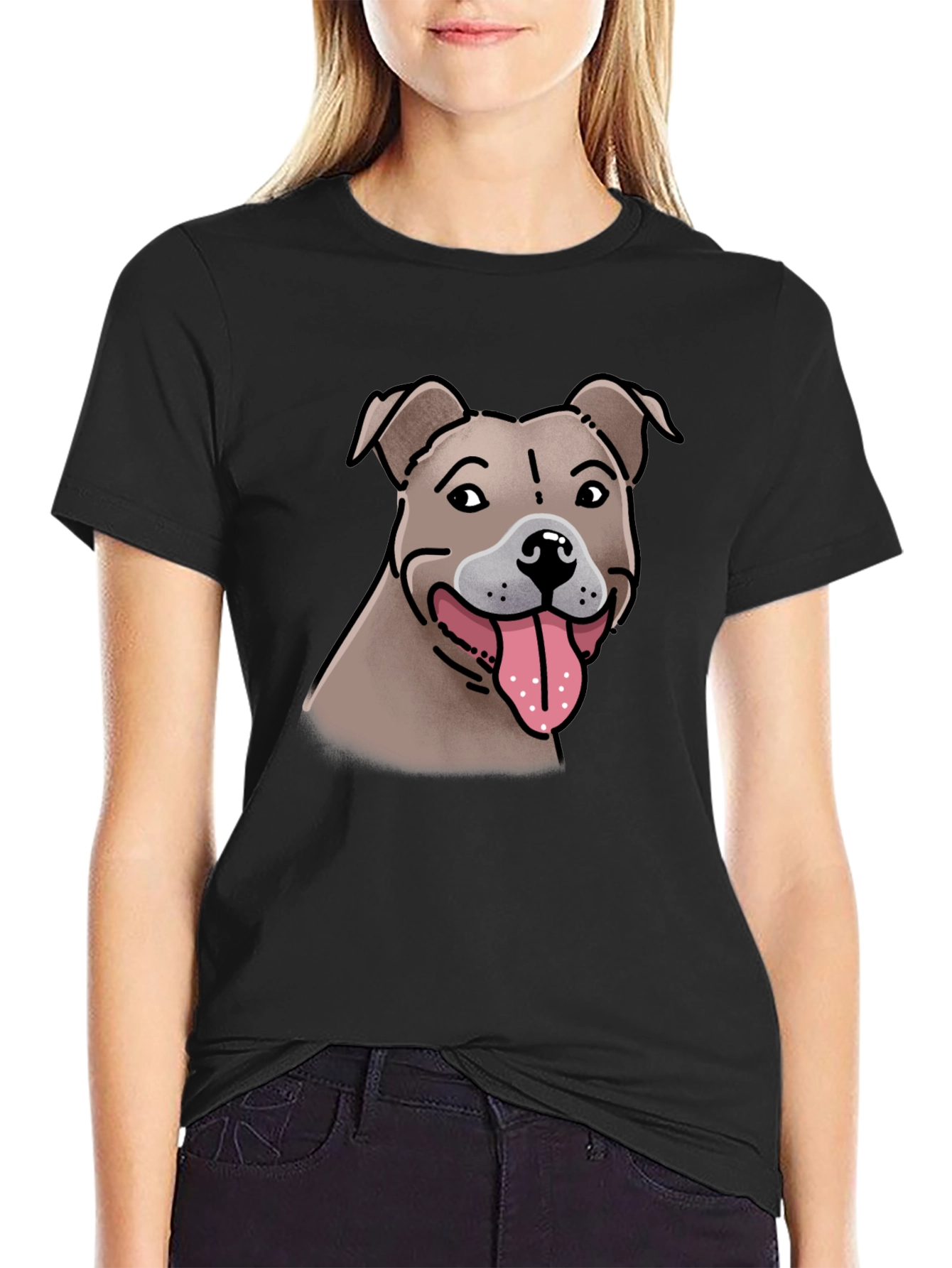 Dog Lovers Tee: Pitbull Cartoon Design