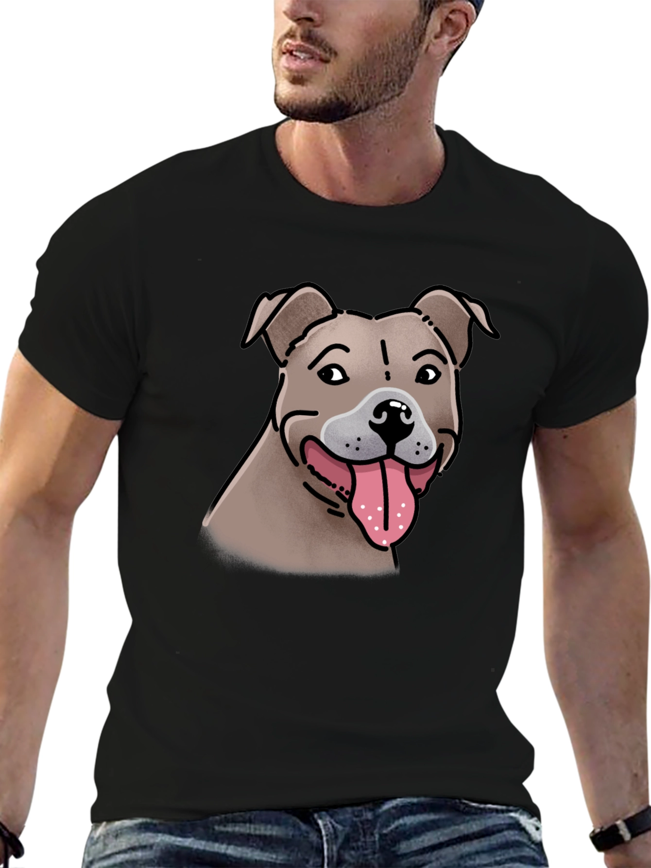 Dog Lovers Tee: Pitbull Cartoon Design