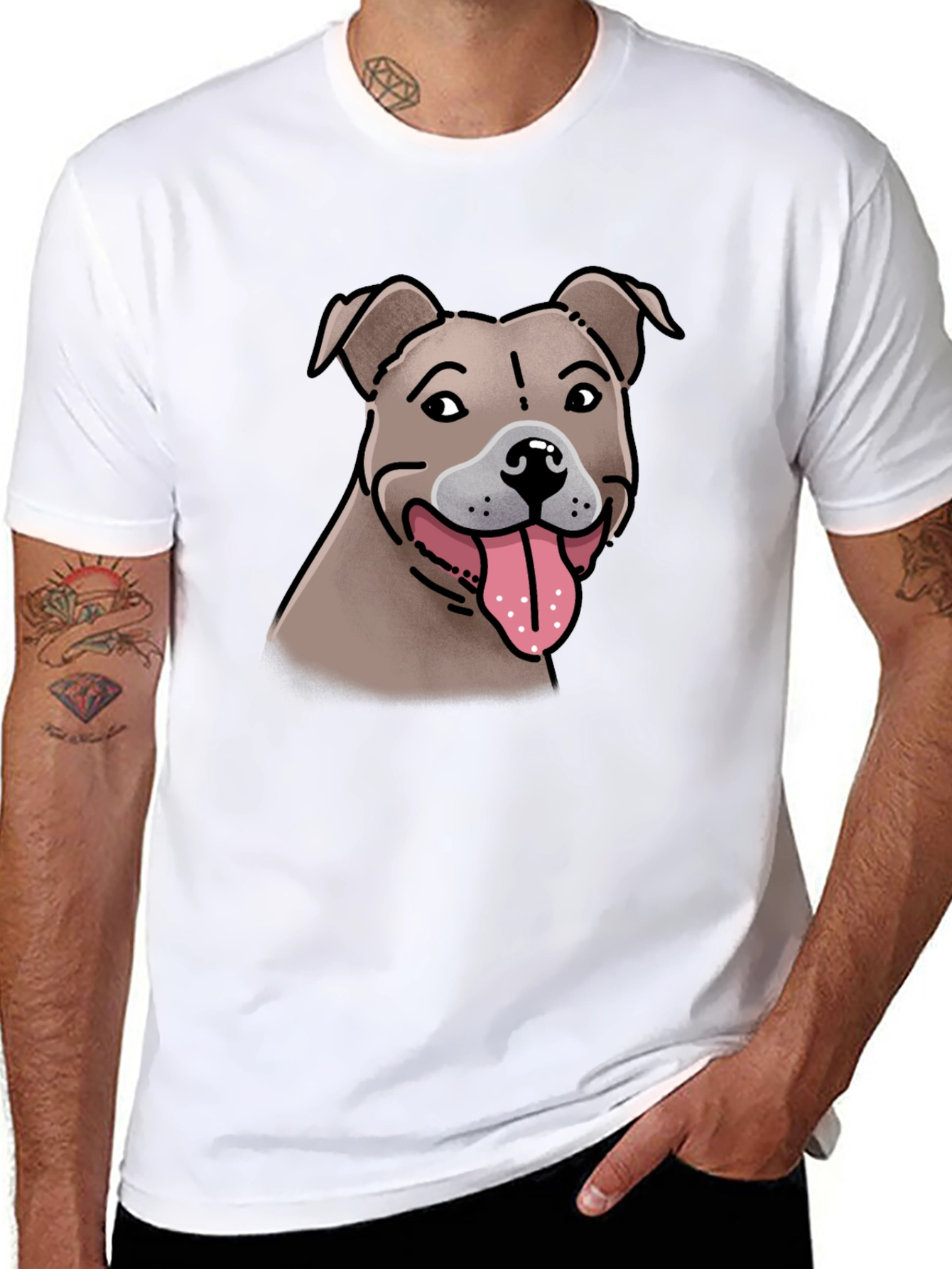 Dog Lovers Tee: Pitbull Cartoon Design
