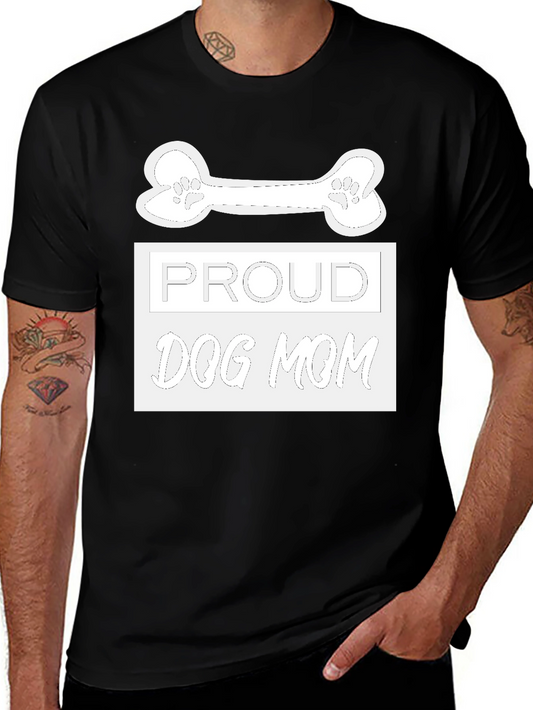 Proud Dog Mom Tee - Bone & Paw Print Design