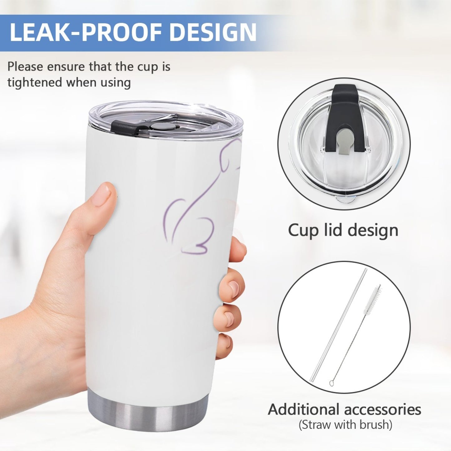 Travel Tumbler with Graphic Design - Insulated Stainless Steel Leak-Proof Cup