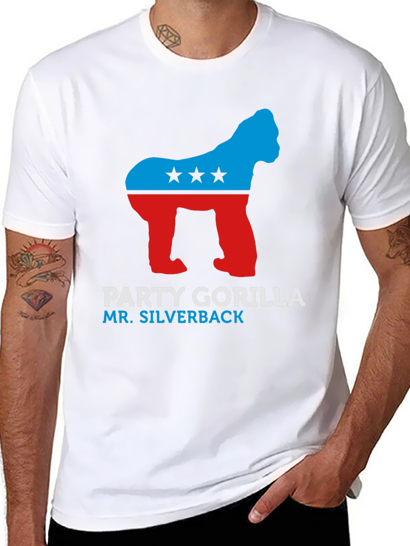 Party Gorilla Silverback Black Graphic Tee