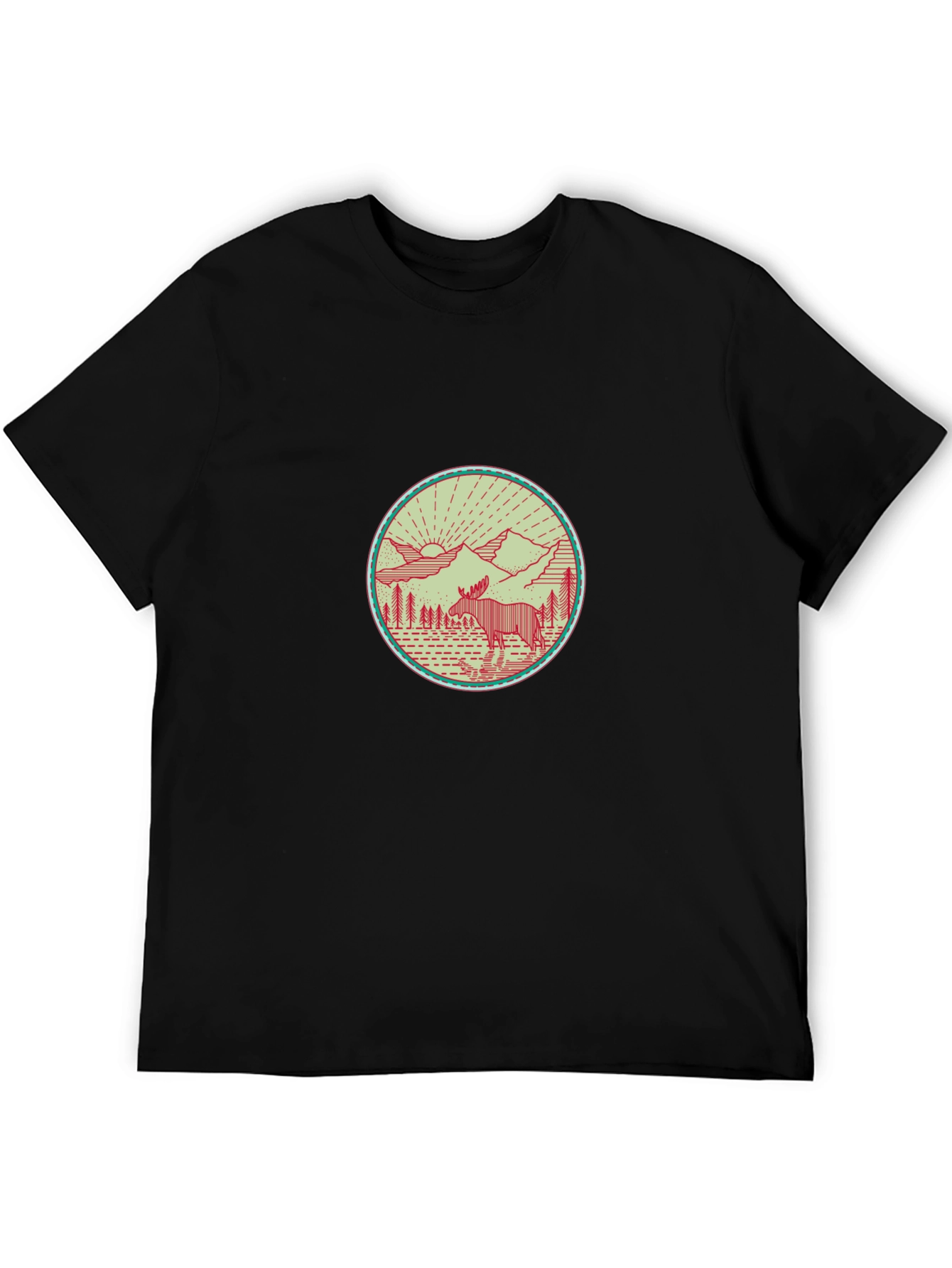 Nature Moose Graphic Tee - Black