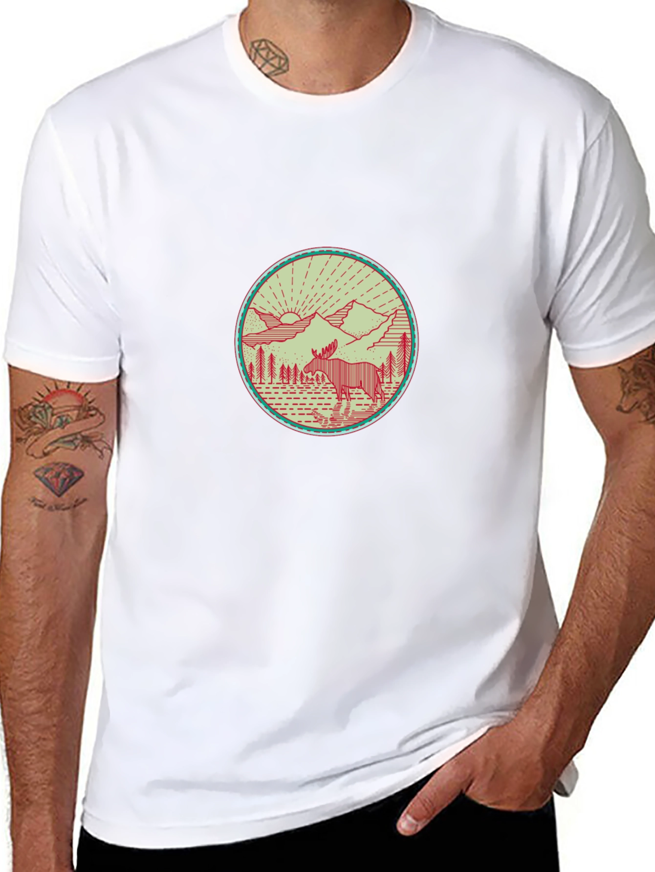 Nature Moose Graphic Tee - Black