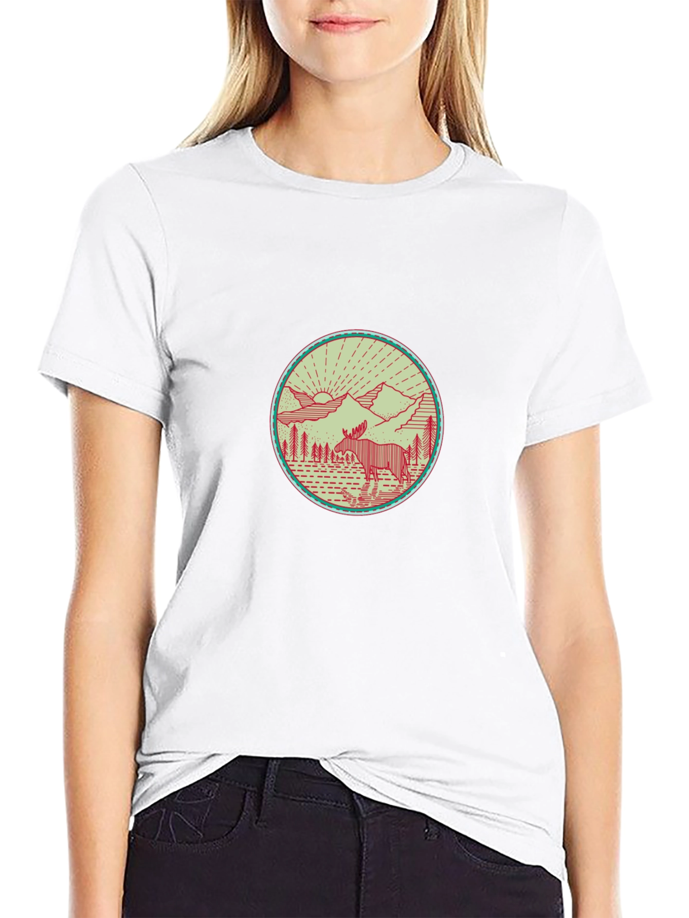 Nature Moose Graphic Tee - Black
