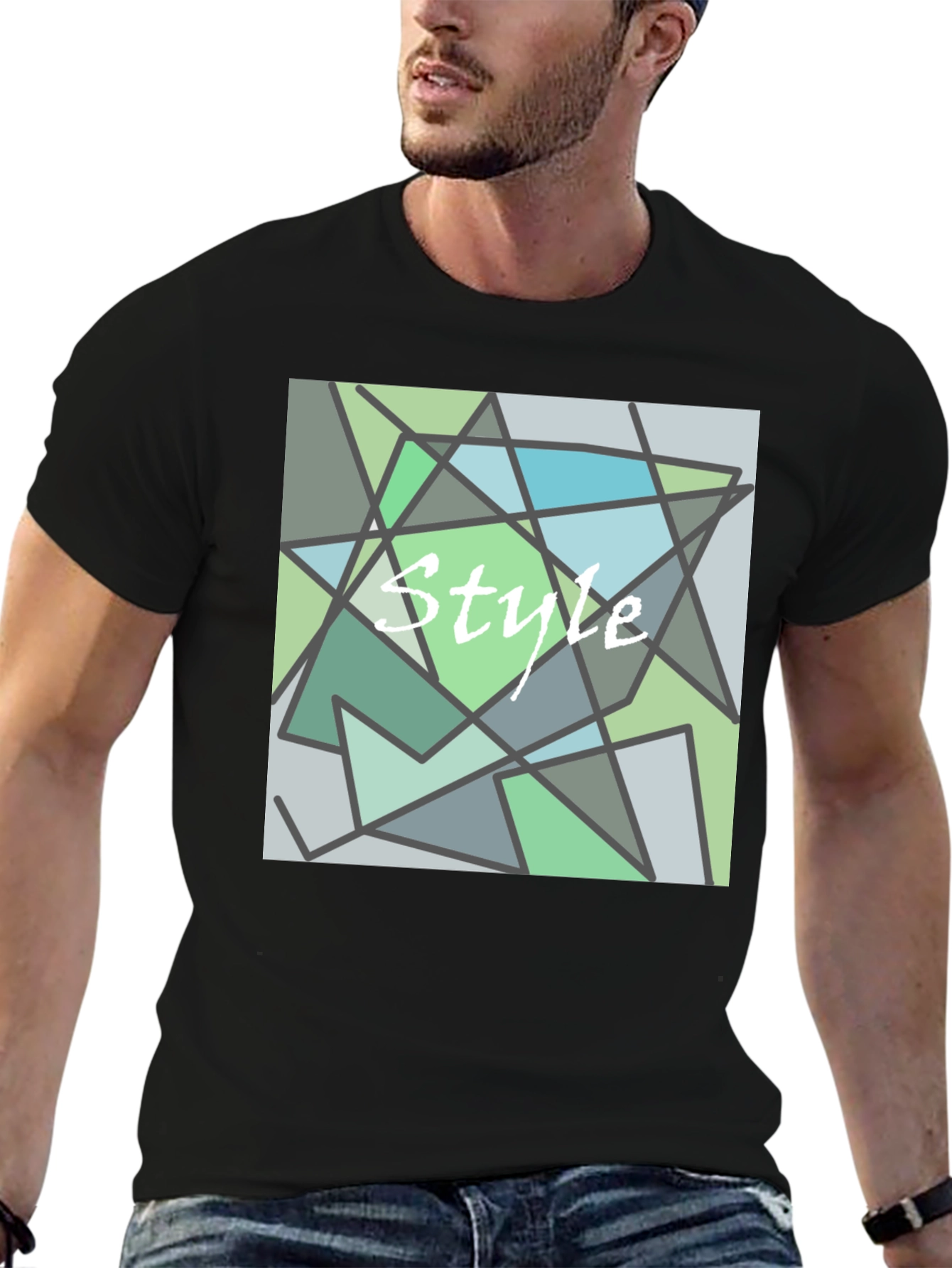 Abstract Style Graphic Print Black T-Shirt