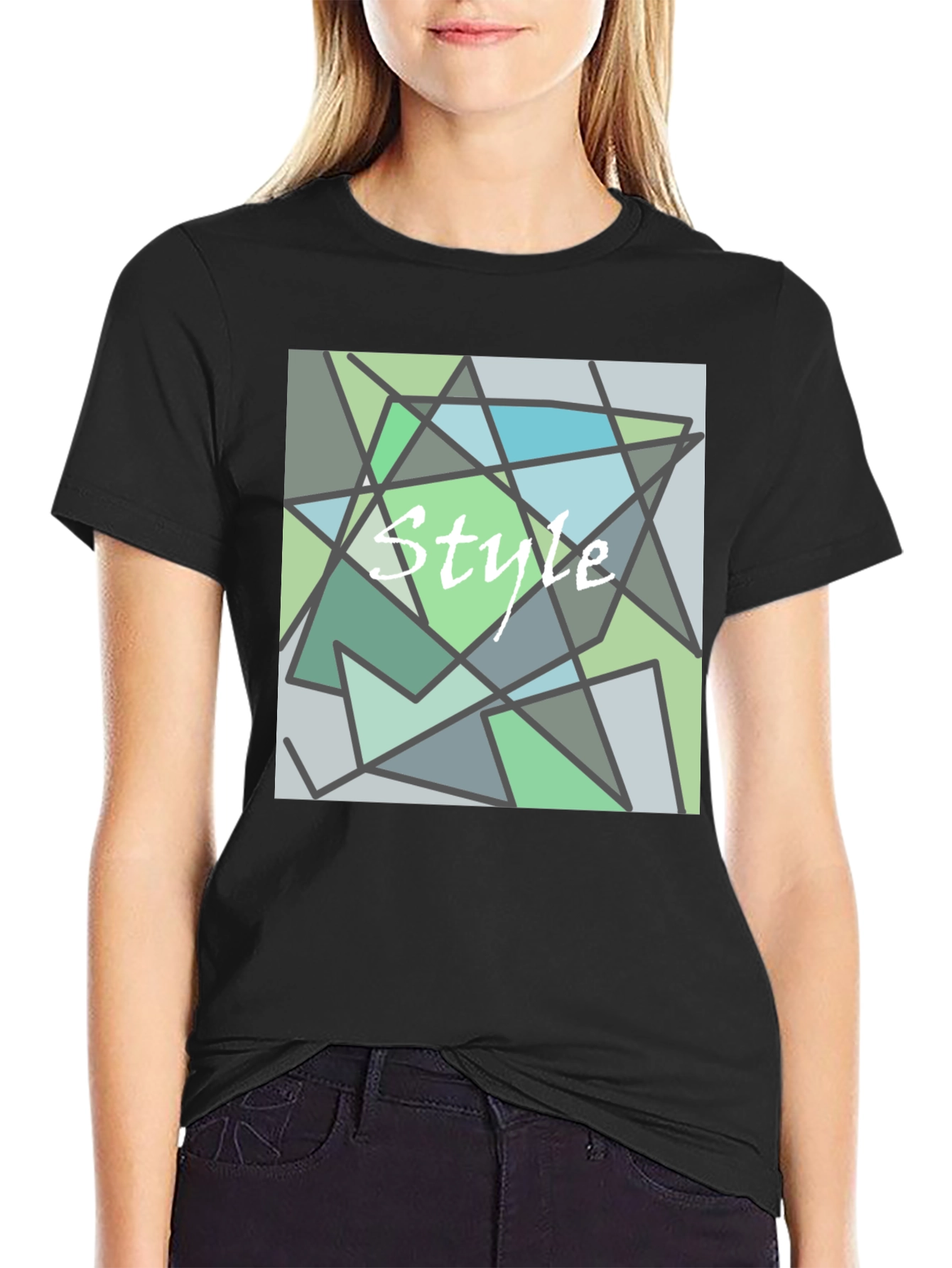Abstract Style Graphic Print Black T-Shirt