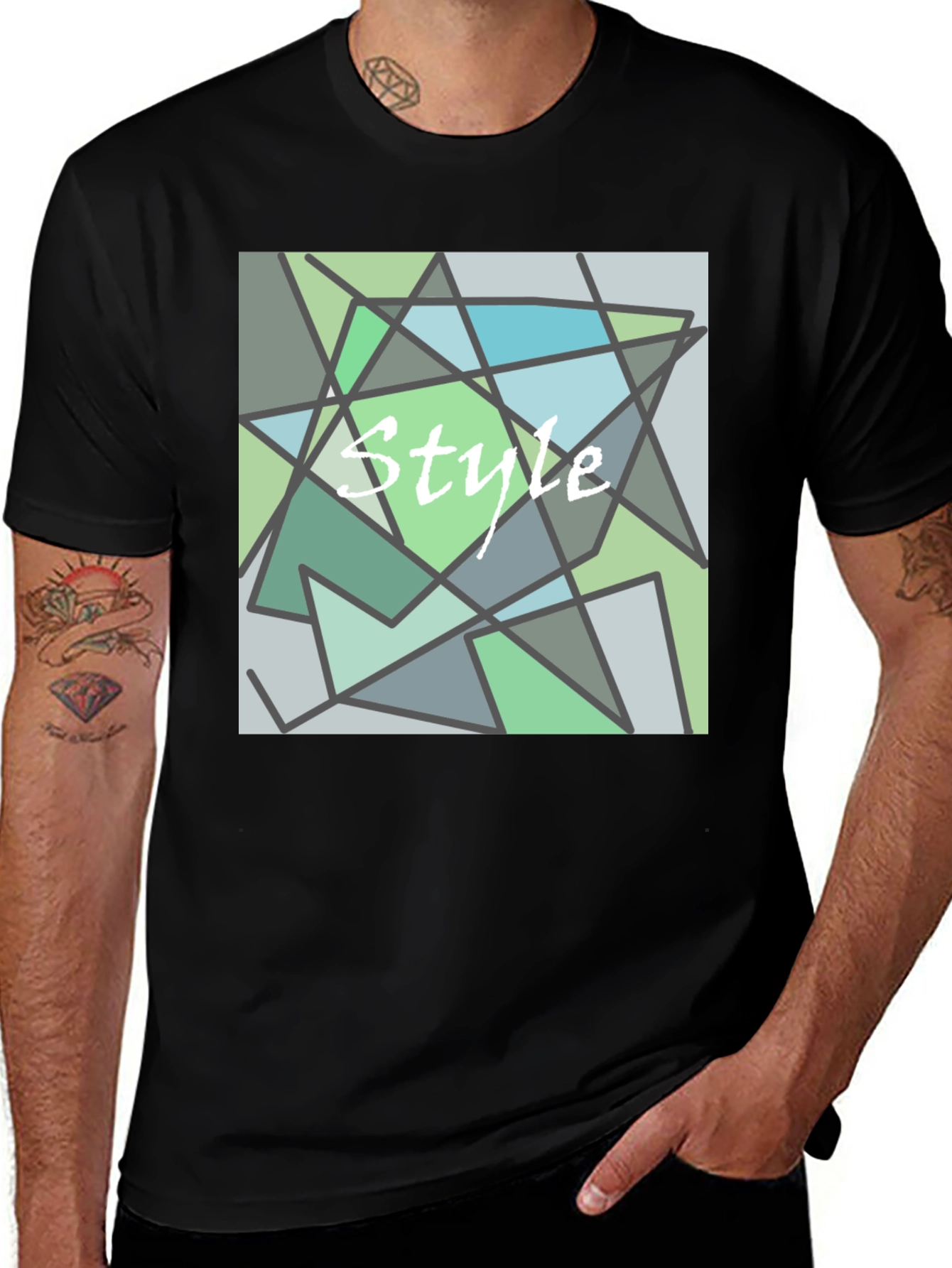 Abstract Style Graphic Print Black T-Shirt