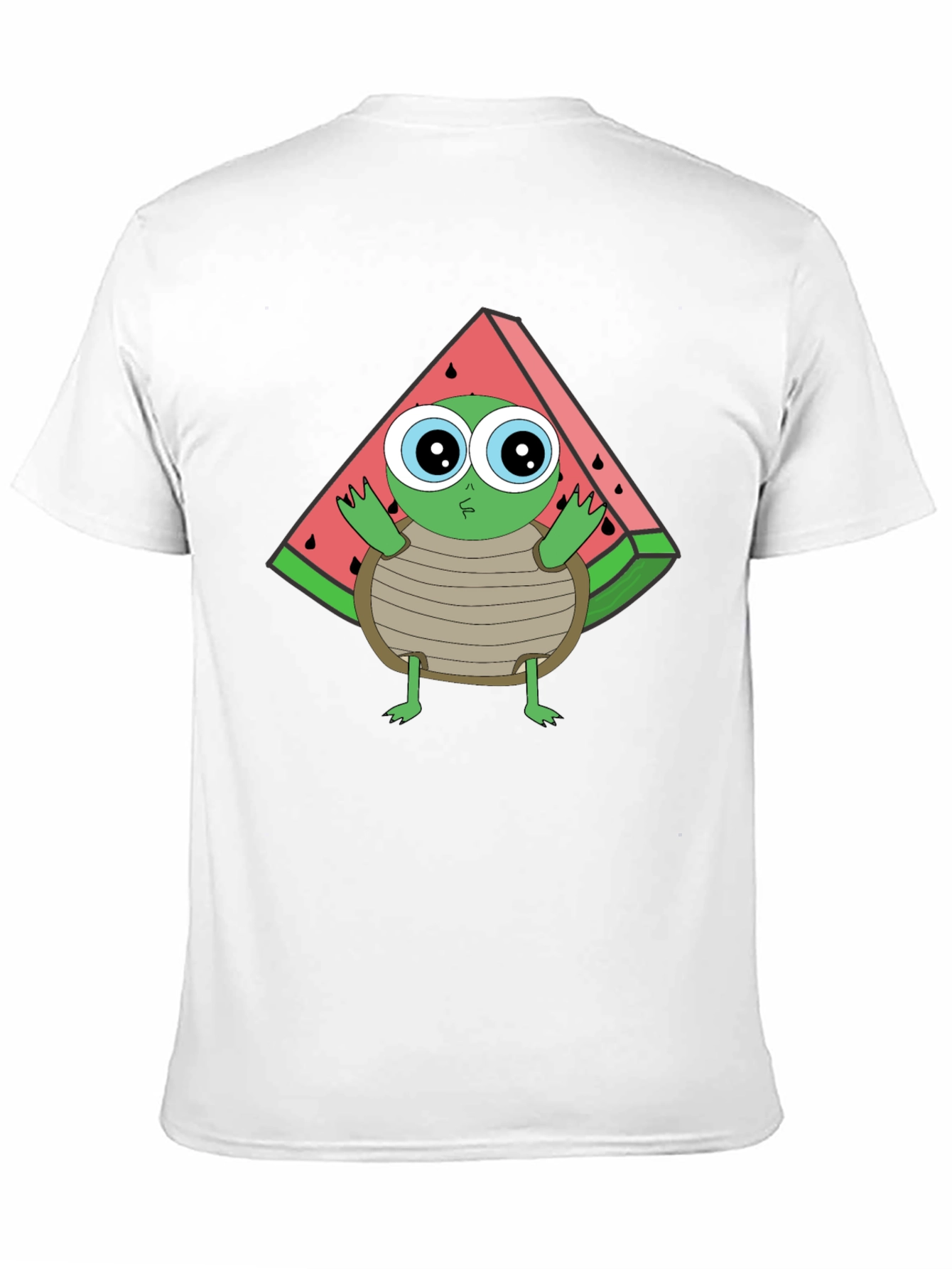 Turtle Watermelon Graphic Tee - Black Cotton T-Shirt