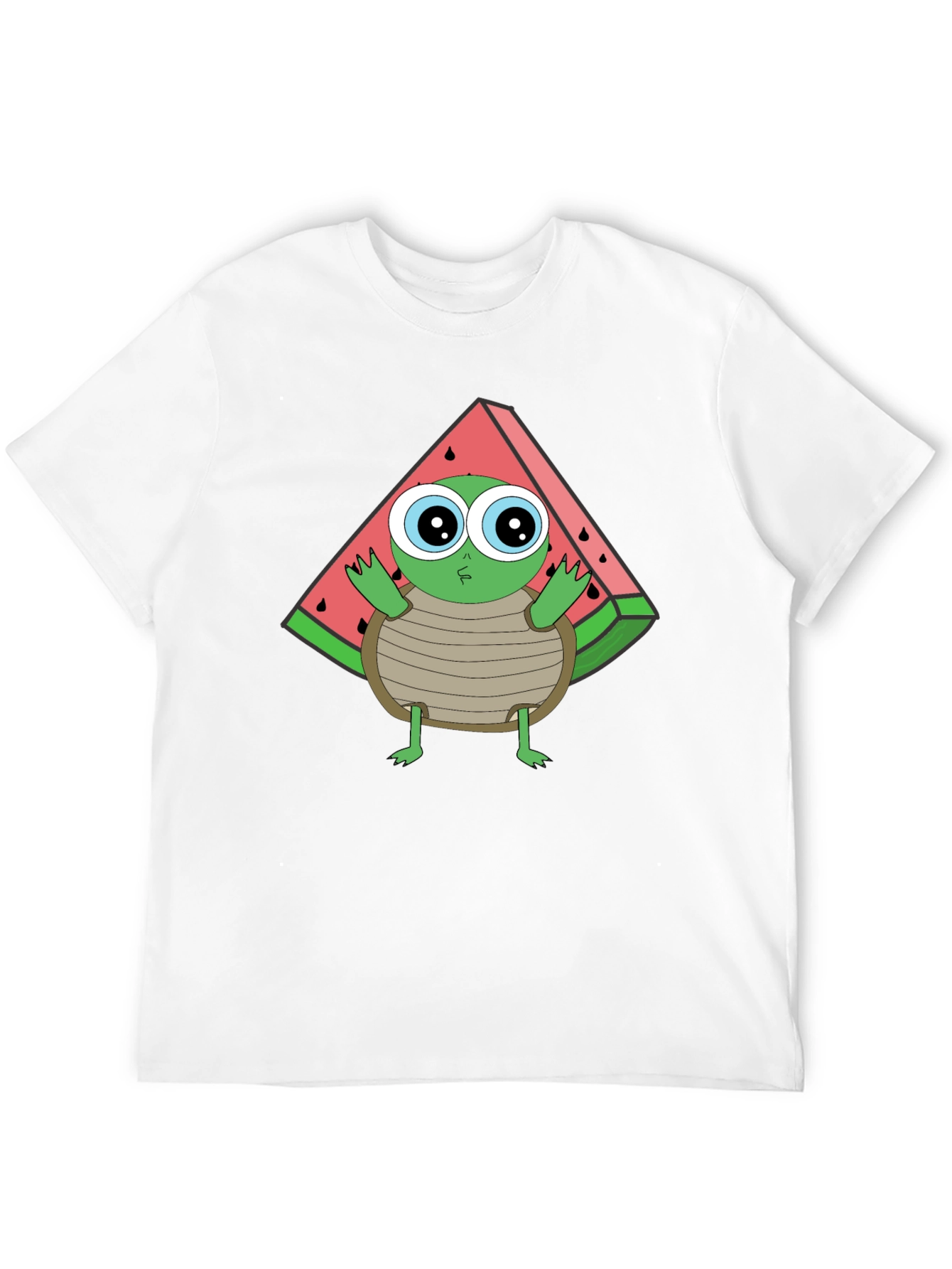 Turtle Watermelon Graphic Tee - Black Cotton T-Shirt