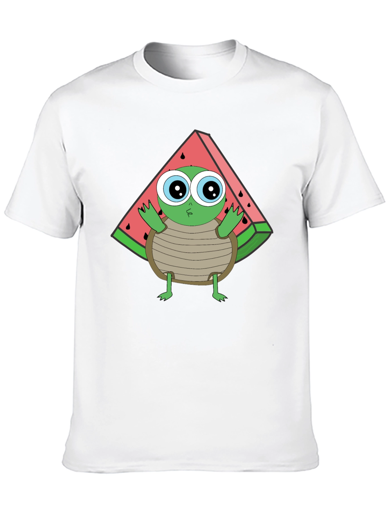 Turtle Watermelon Graphic Tee - Black Cotton T-Shirt