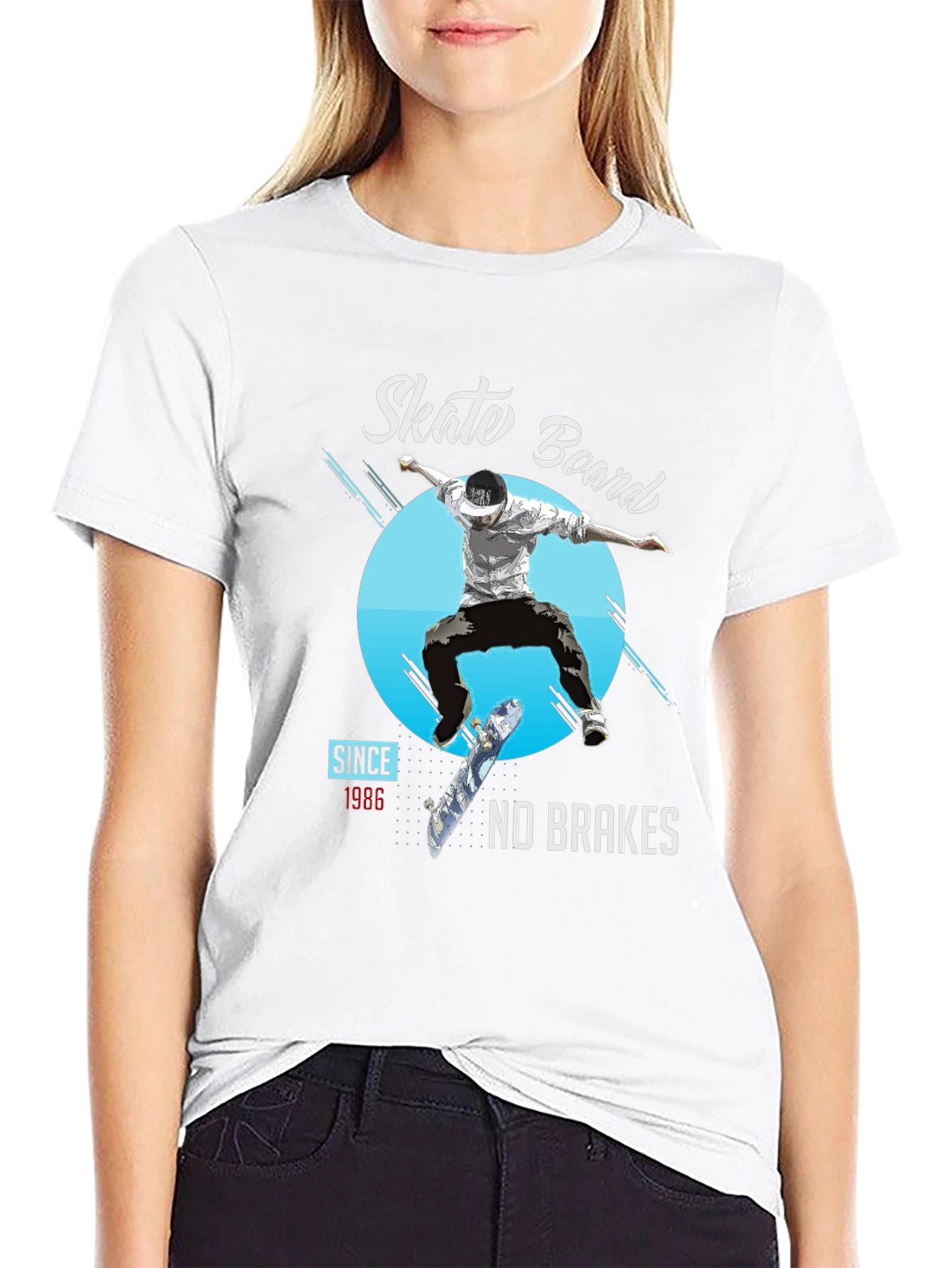Skate Board No Brakes Graphic T-Shirt